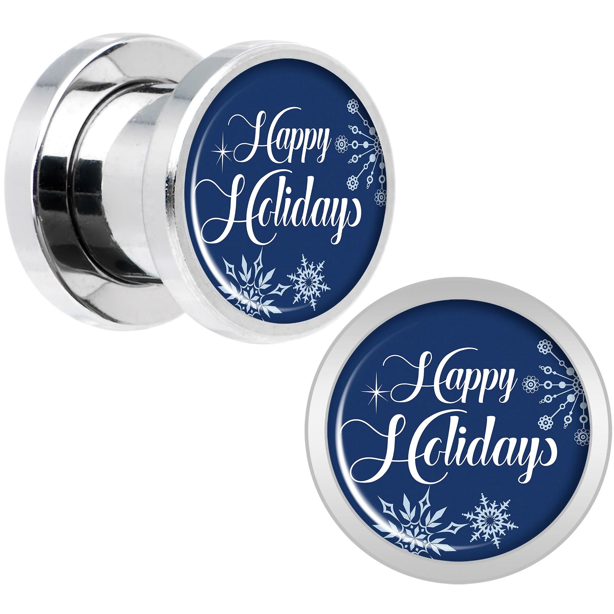 Happy Holidays Snowflake Screw Fit Plug Set Sizes 6mm to 20mm - Image 3