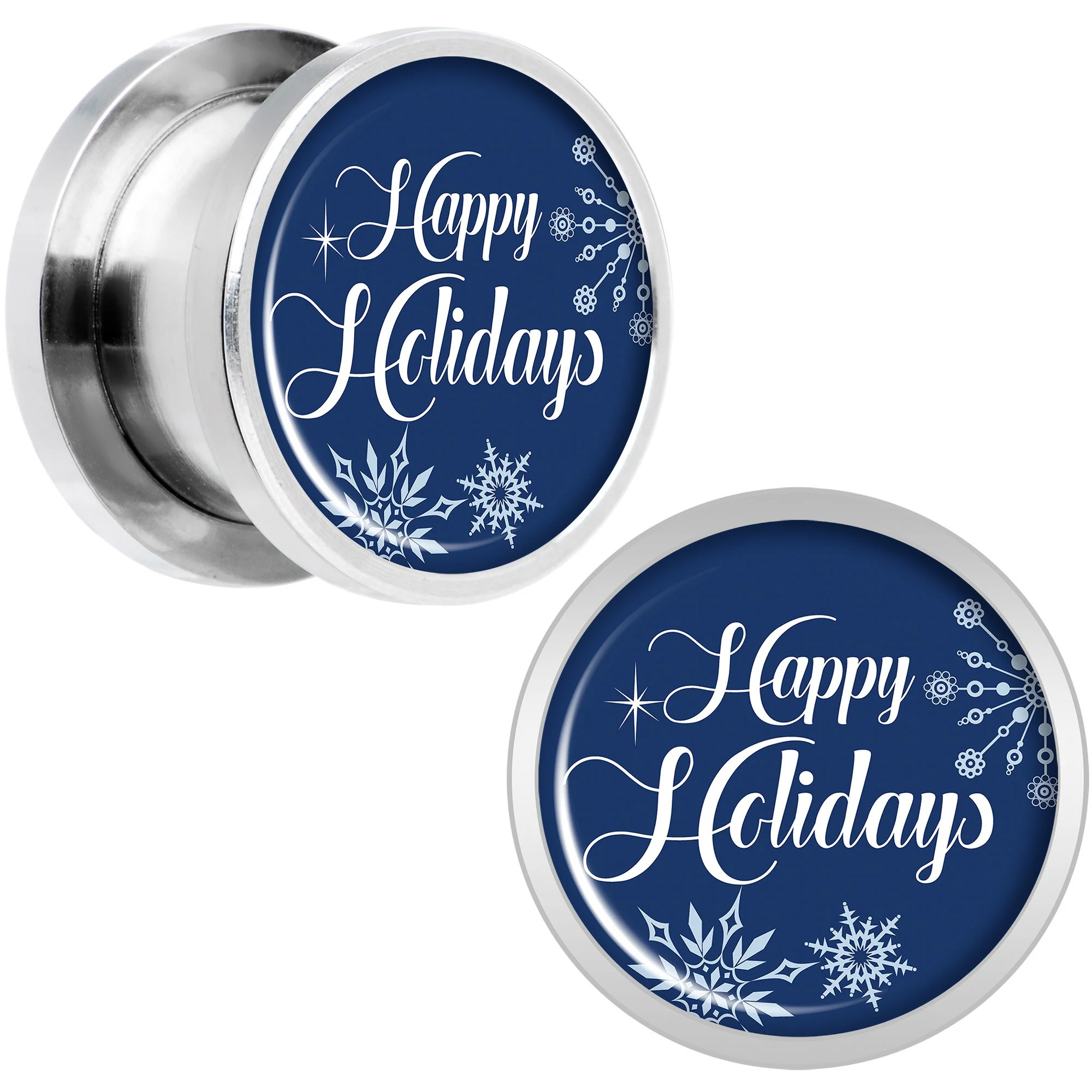 Happy Holidays Snowflake Screw Fit Plug Set Sizes 6mm to 20mm - Image 4