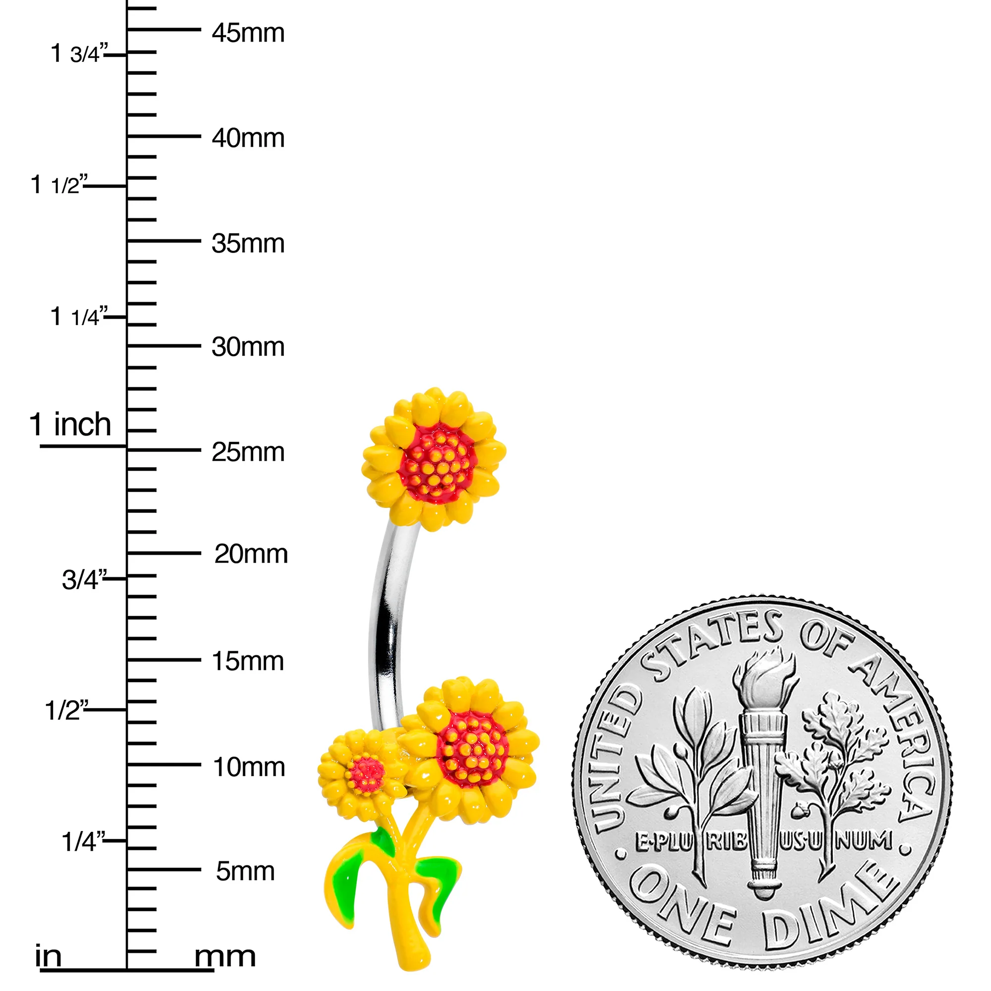 Happy Sunflower Trio Double Mount Belly Ring - Image 2