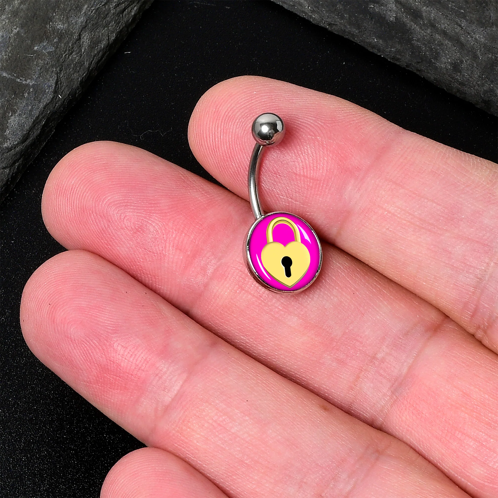 Heart Lock Belly Ring by Onyx O - Image 2