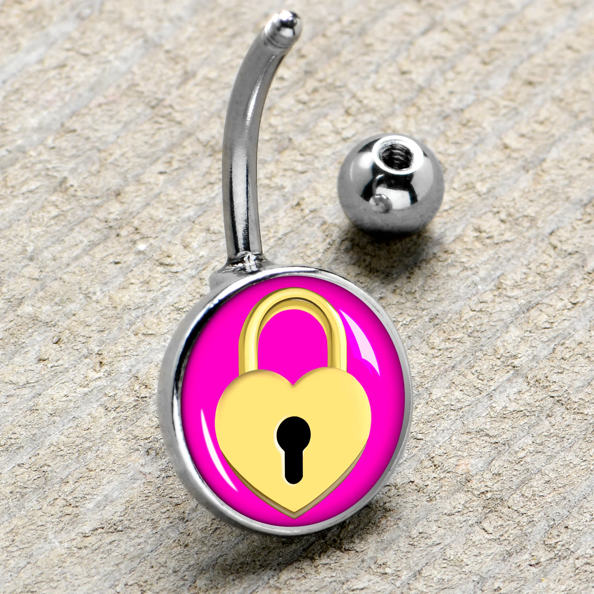 Heart Lock Belly Ring by Onyx O - Image 4