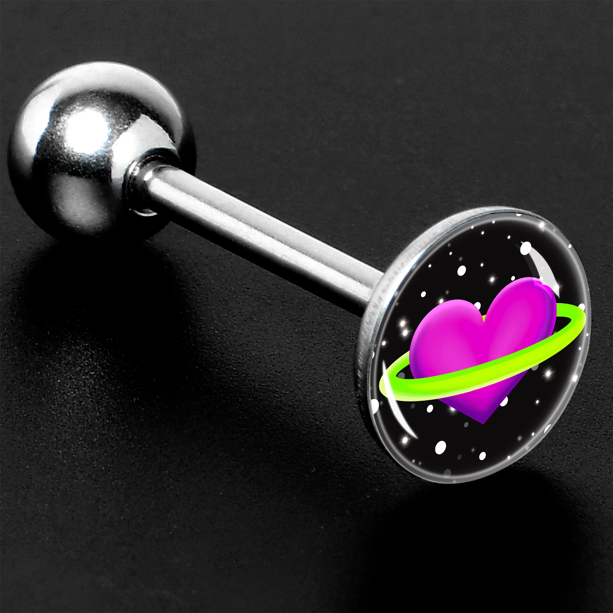 Heart Planet Barbell Tongue Ring by Onyx O - Image 8