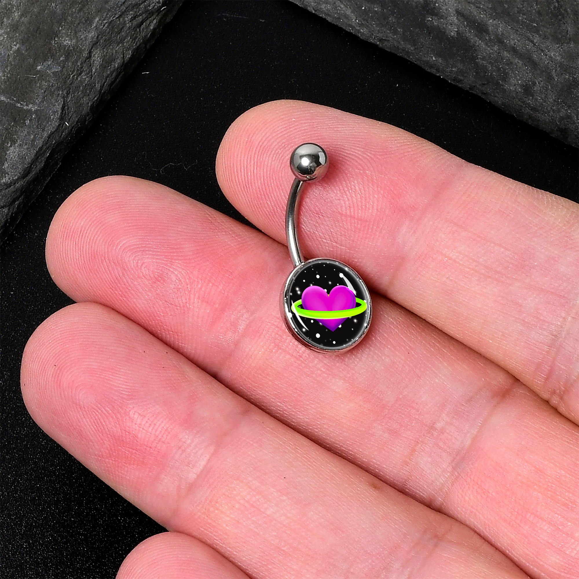 Heart Planet Belly Ring by Onyx O - Image 2
