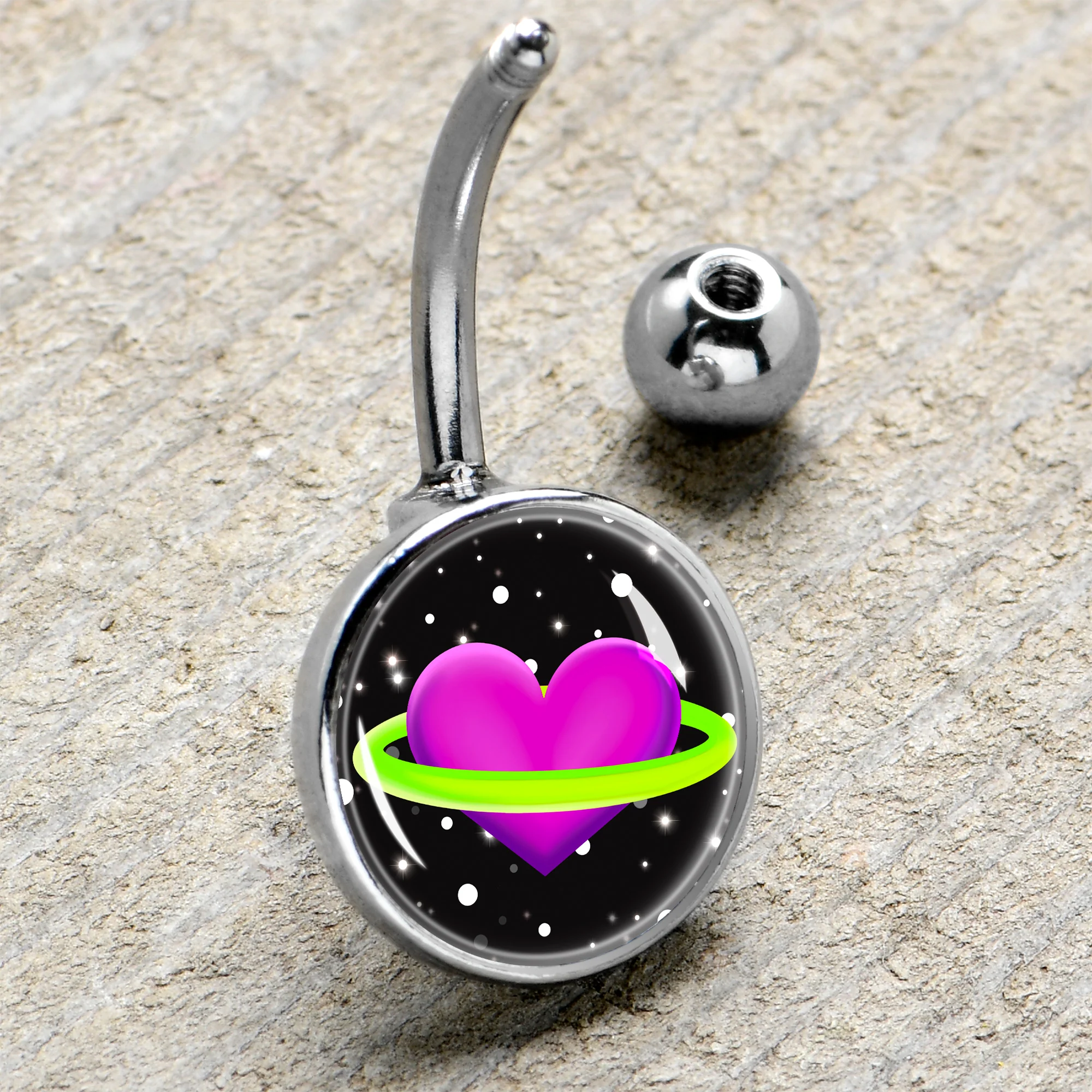 Heart Planet Belly Ring by Onyx O - Image 4