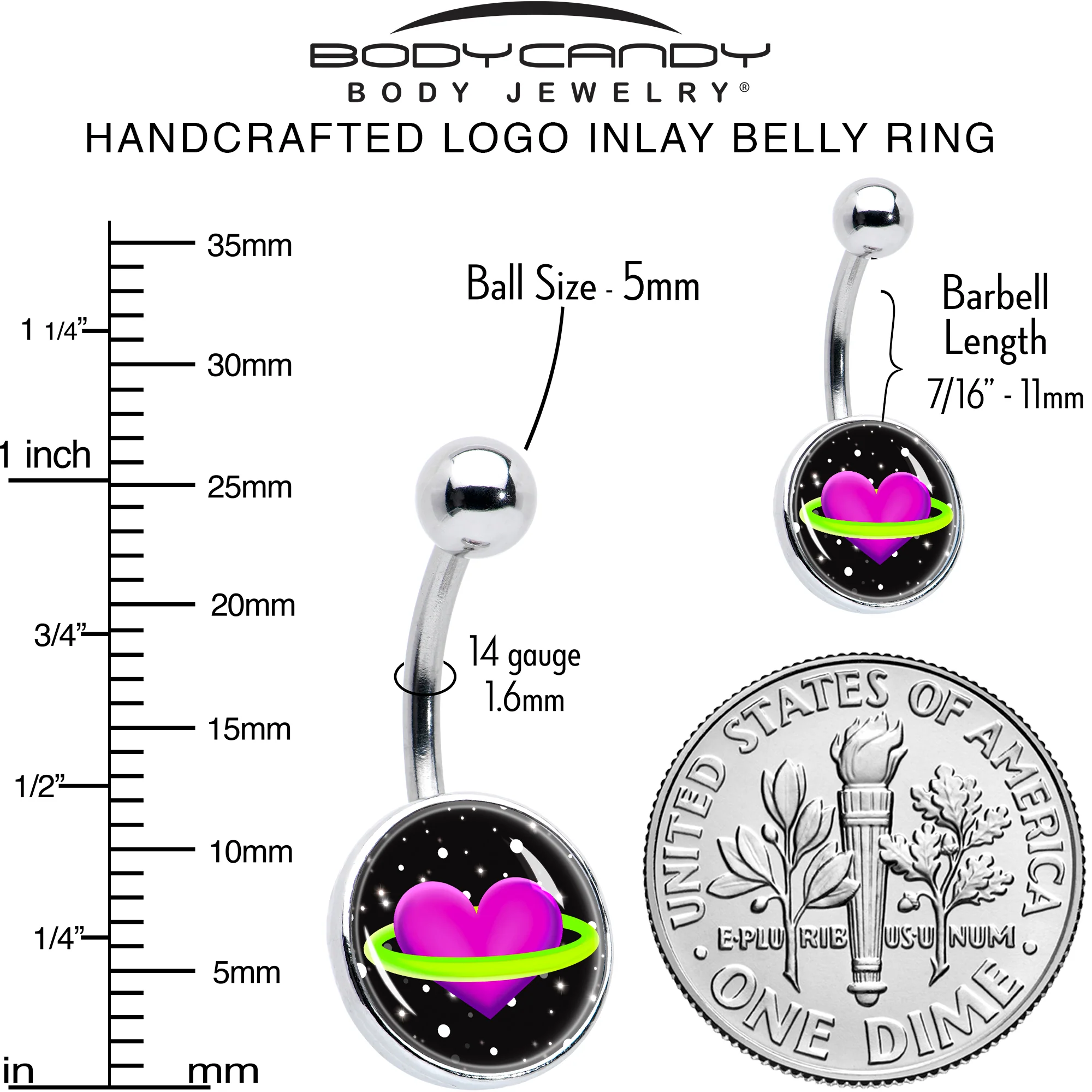 Heart Planet Belly Ring by Onyx O - Image 6