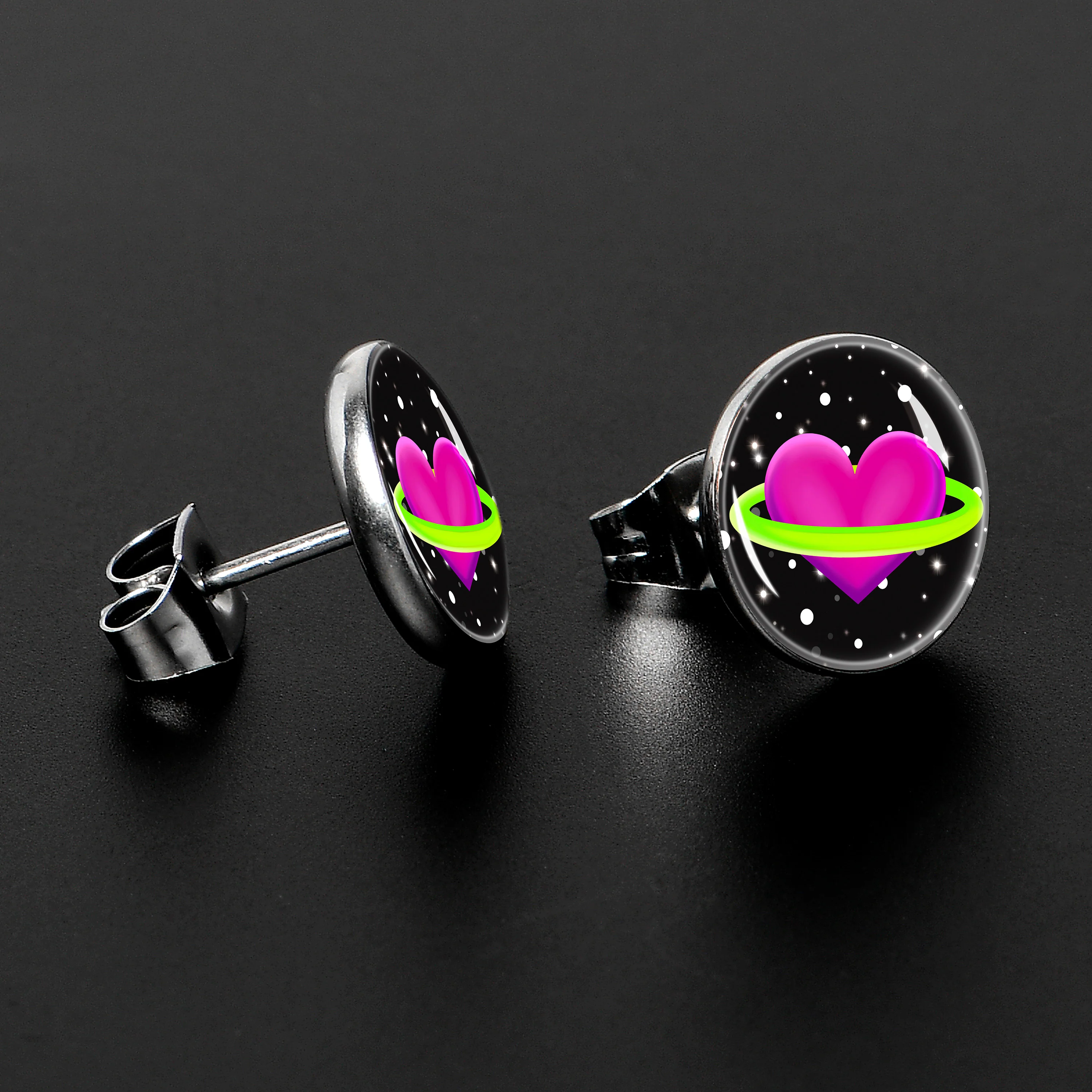 Heart Planet Stud Earrings by Onyx O - Image 3
