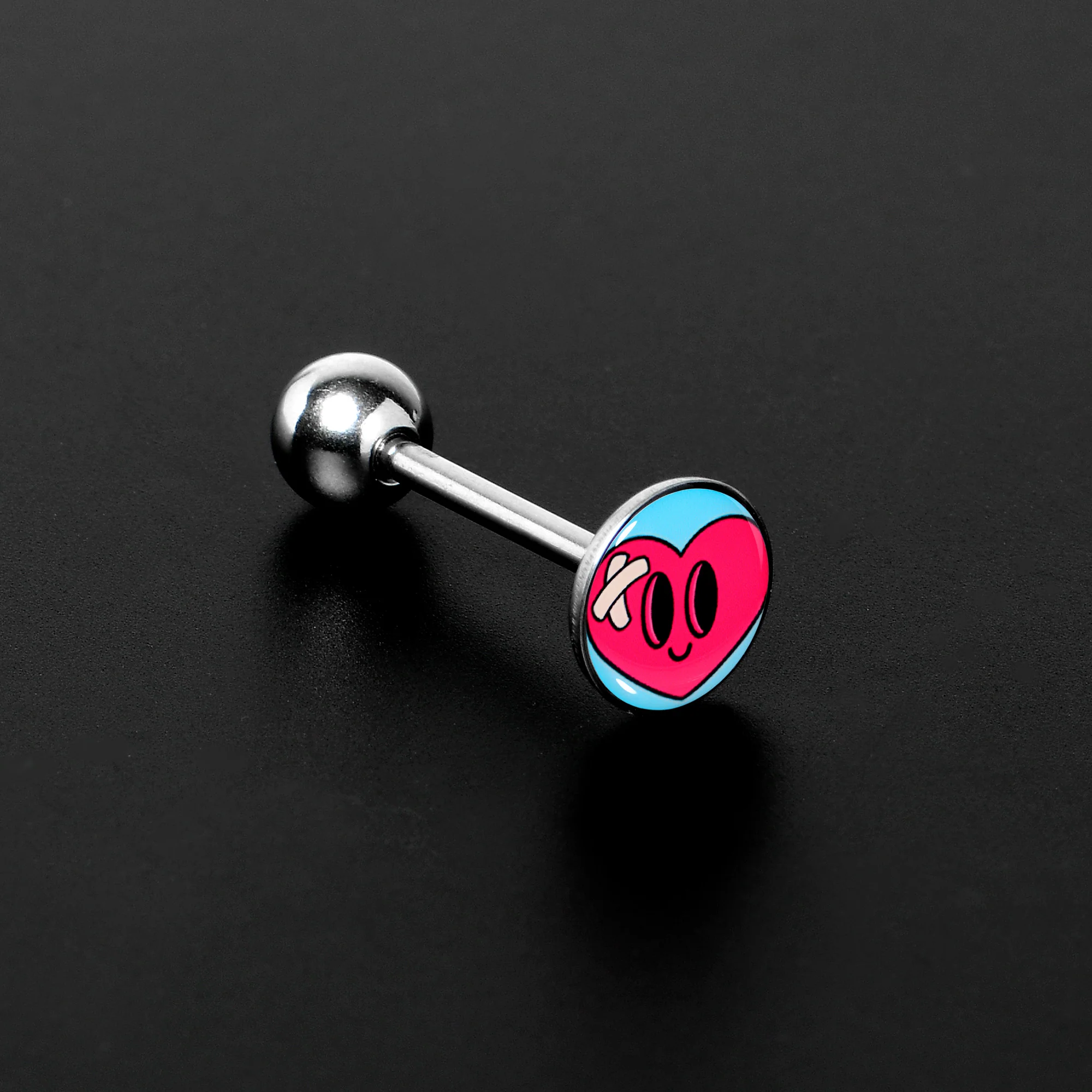 Heartbreak Bandaged Heart Barbell Tongue Ring by Onyx O - Image 2