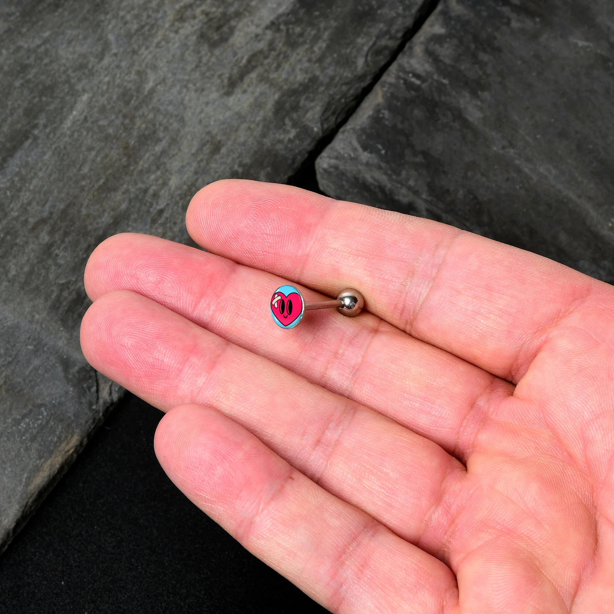 Heartbreak Bandaged Heart Barbell Tongue Ring by Onyx O - Image 3