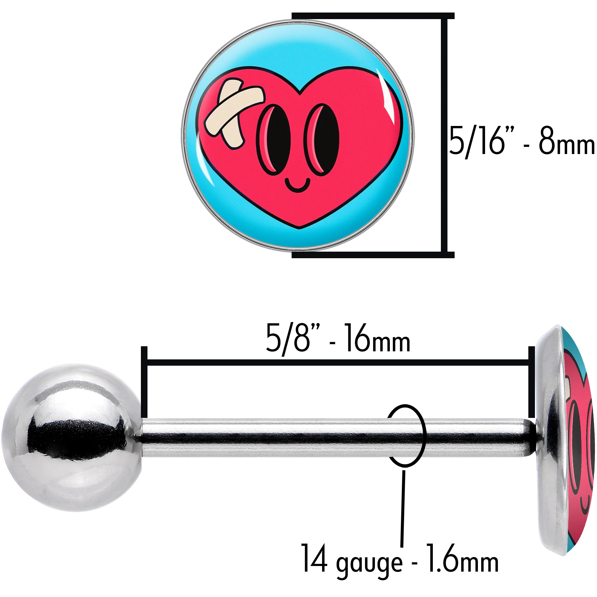 Heartbreak Bandaged Heart Barbell Tongue Ring by Onyx O - Image 8