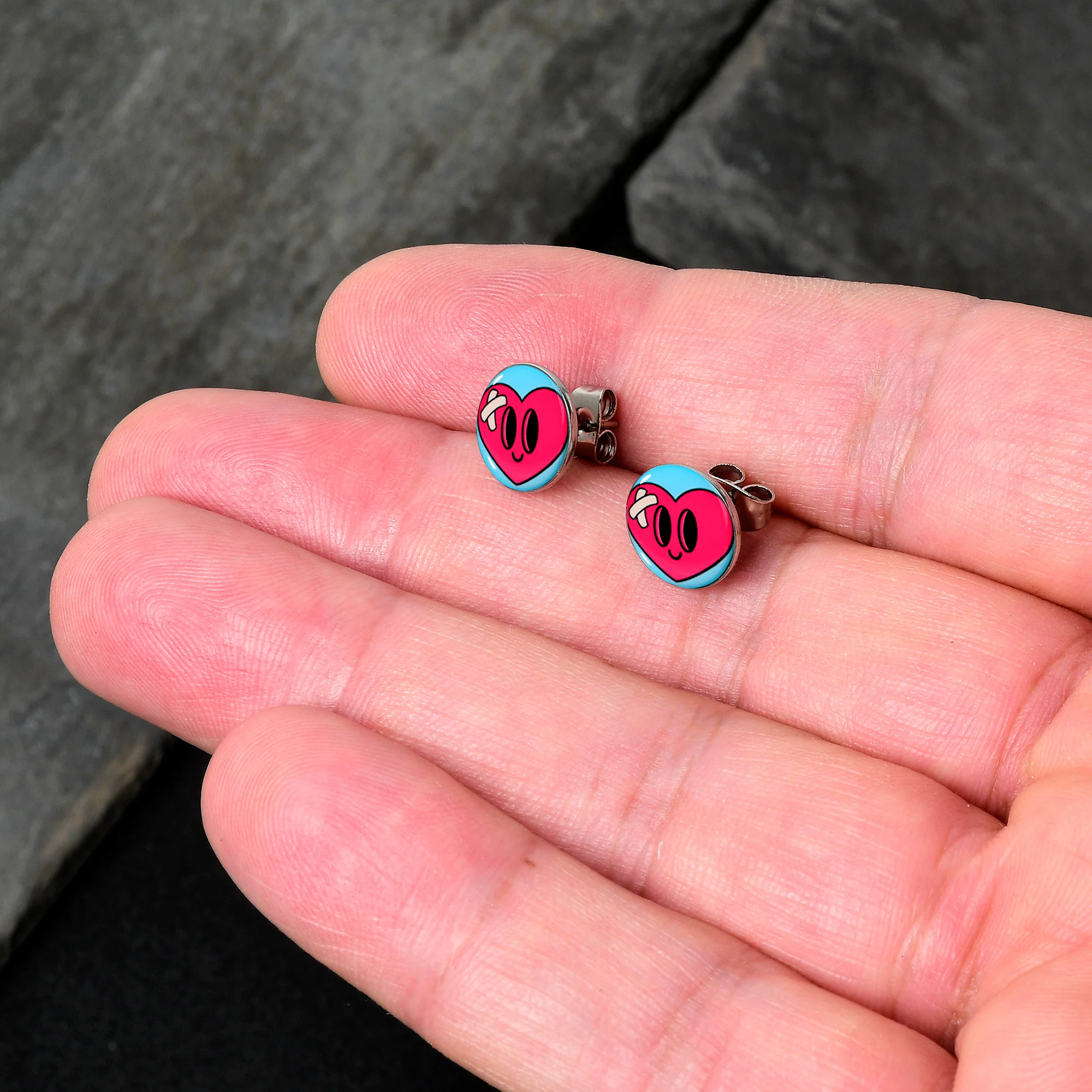 Heartbreak Bandaged Heart Stud Earrings by Onyx O - Image 2