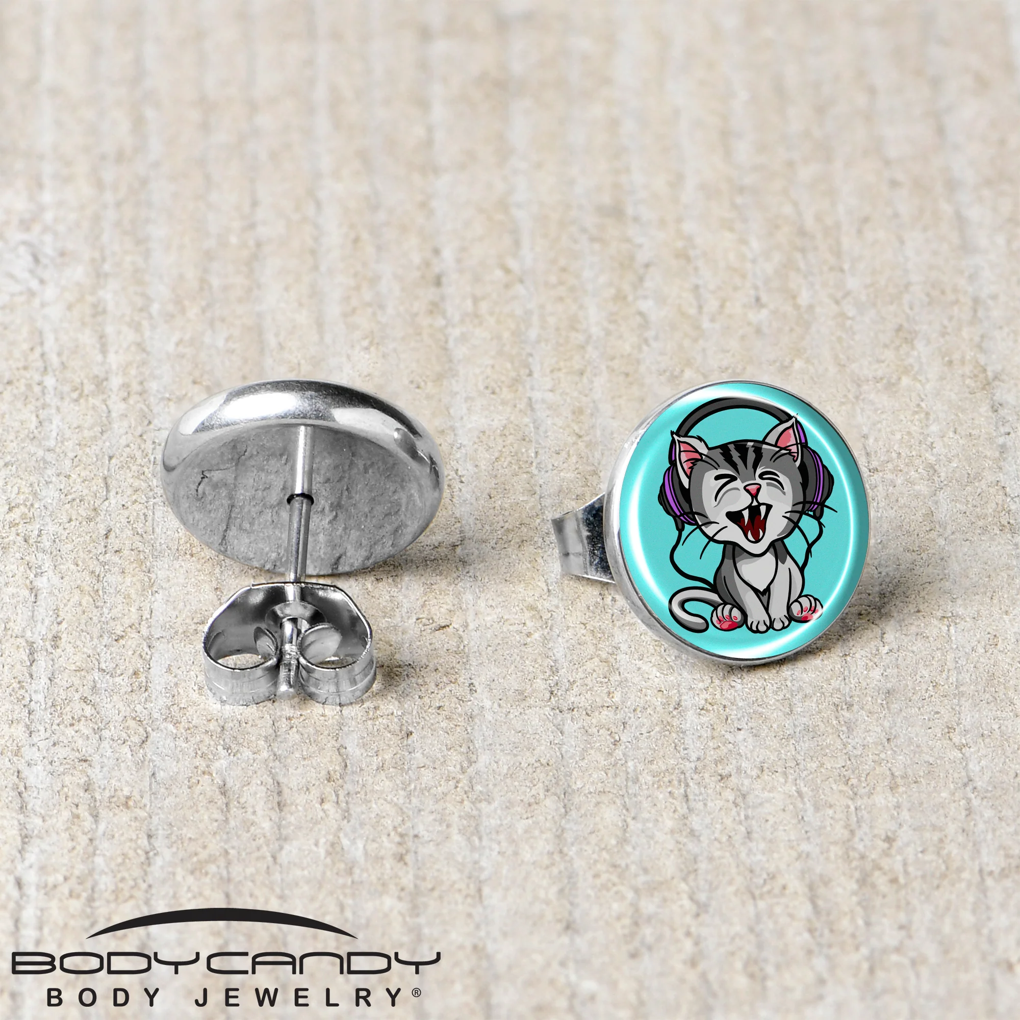 Heavy Metal Kitty Cat Stud Earrings by Onyx O - Image 5