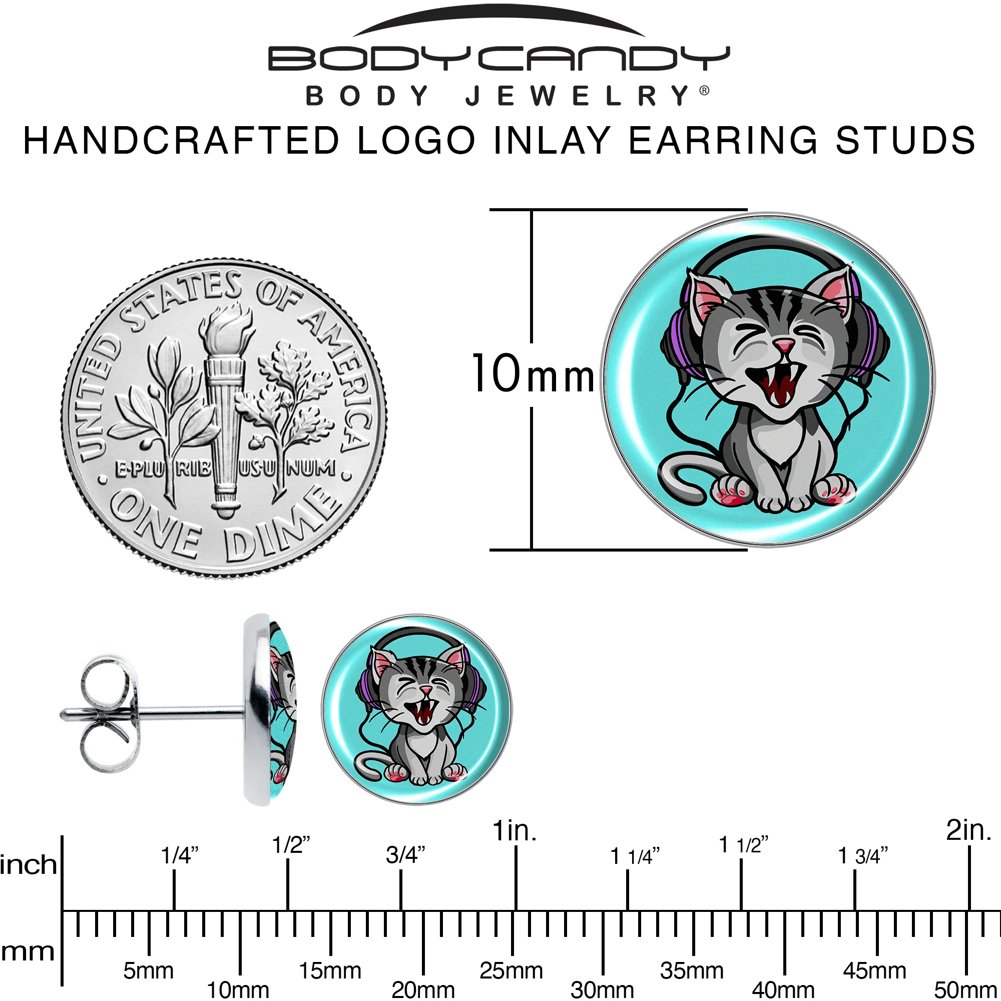 Heavy Metal Kitty Cat Stud Earrings by Onyx O - Image 6
