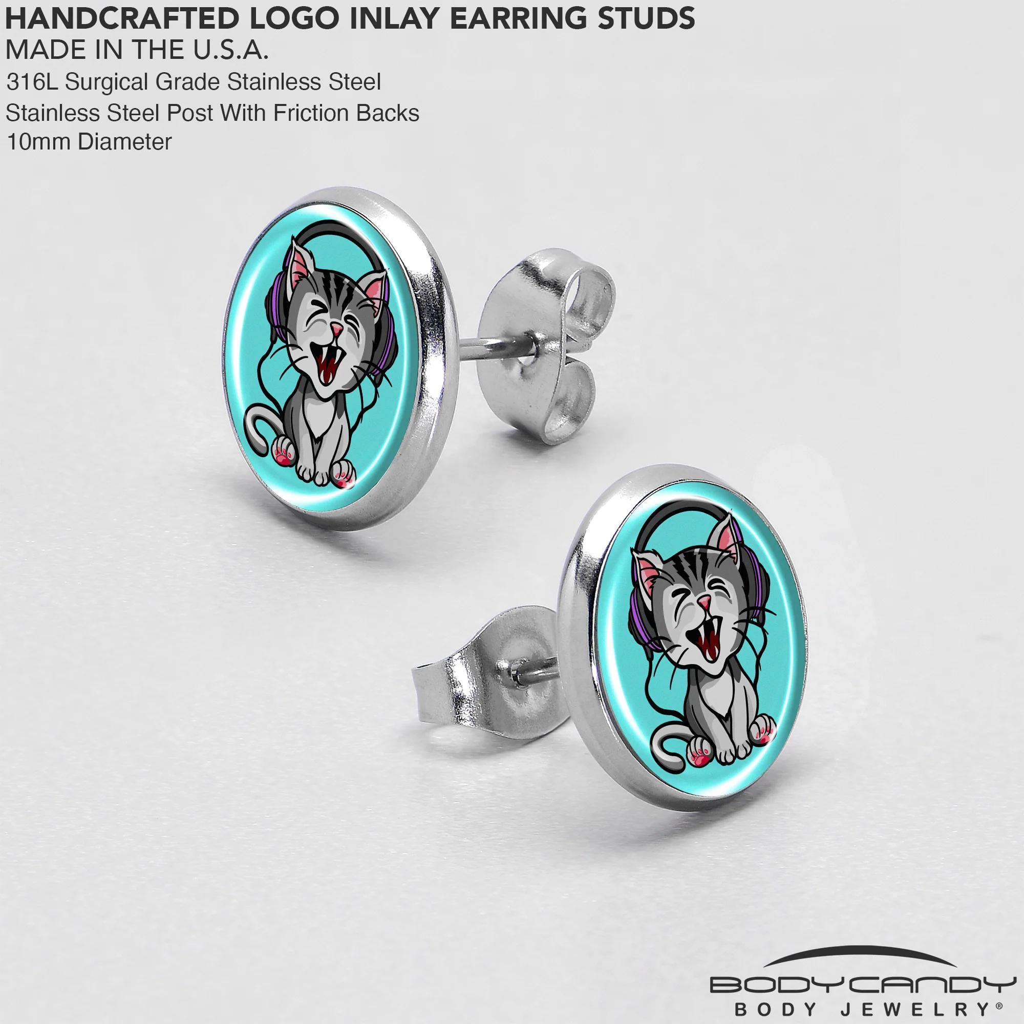Heavy Metal Kitty Cat Stud Earrings by Onyx O - Image 7