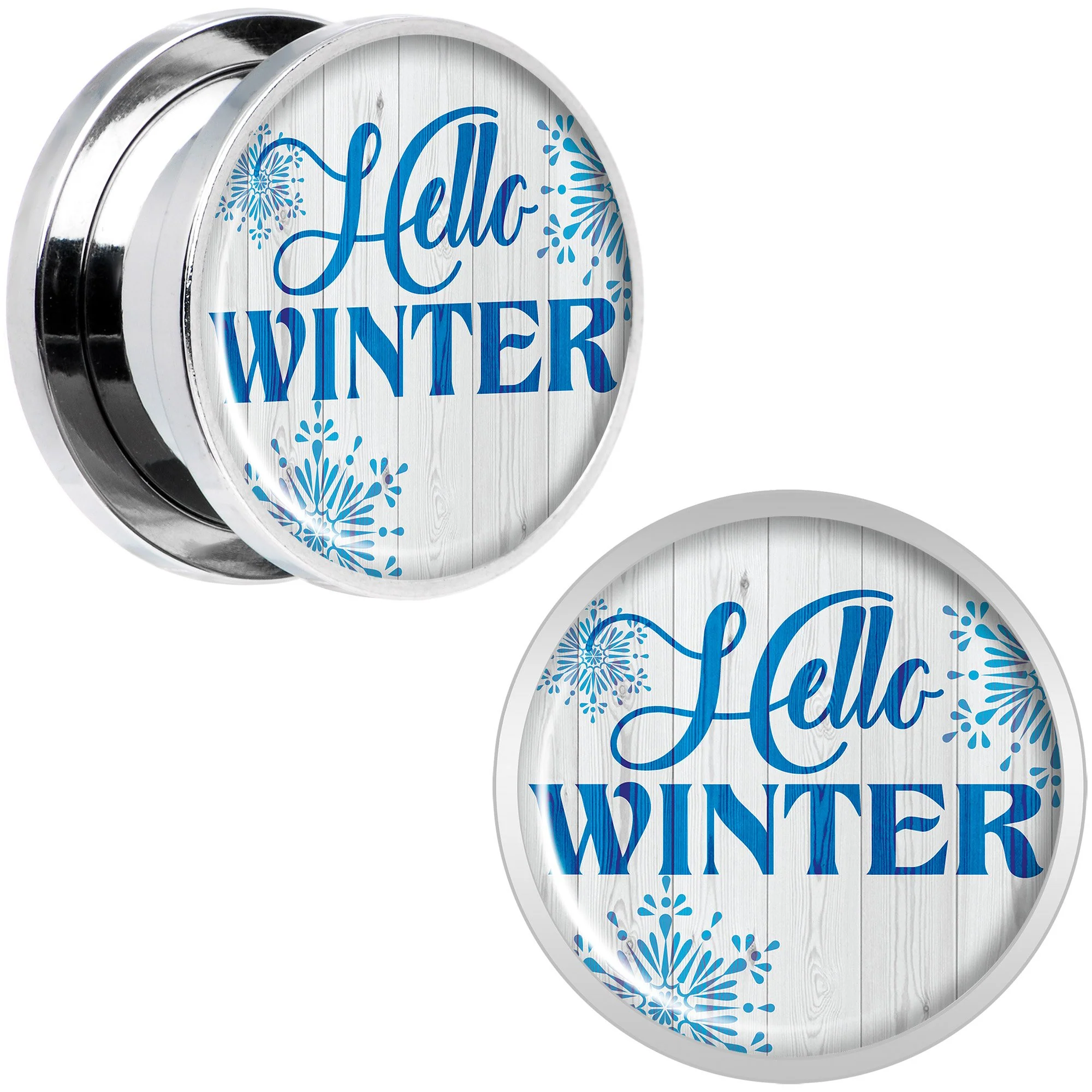 Hello Winter Snowflake Screw Fit Plug Set Sizes 8mm to 20mm - Image 3