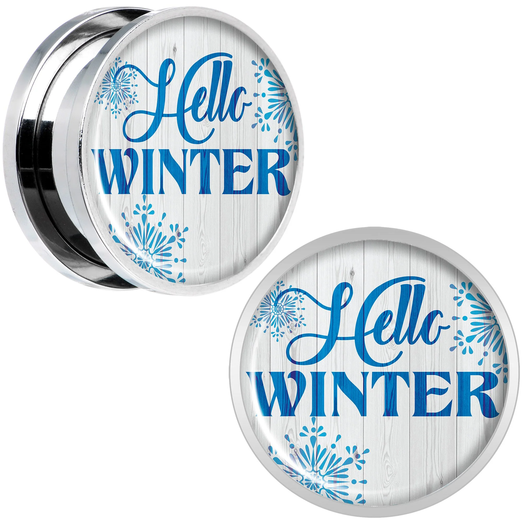 Hello Winter Snowflake Screw Fit Plug Set Sizes 8mm to 20mm - Image 4