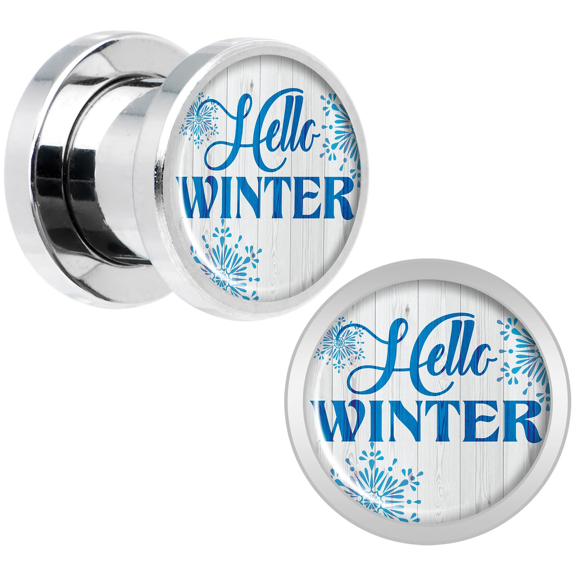 Hello Winter Snowflake Screw Fit Plug Set Sizes 8mm to 20mm - Image 7