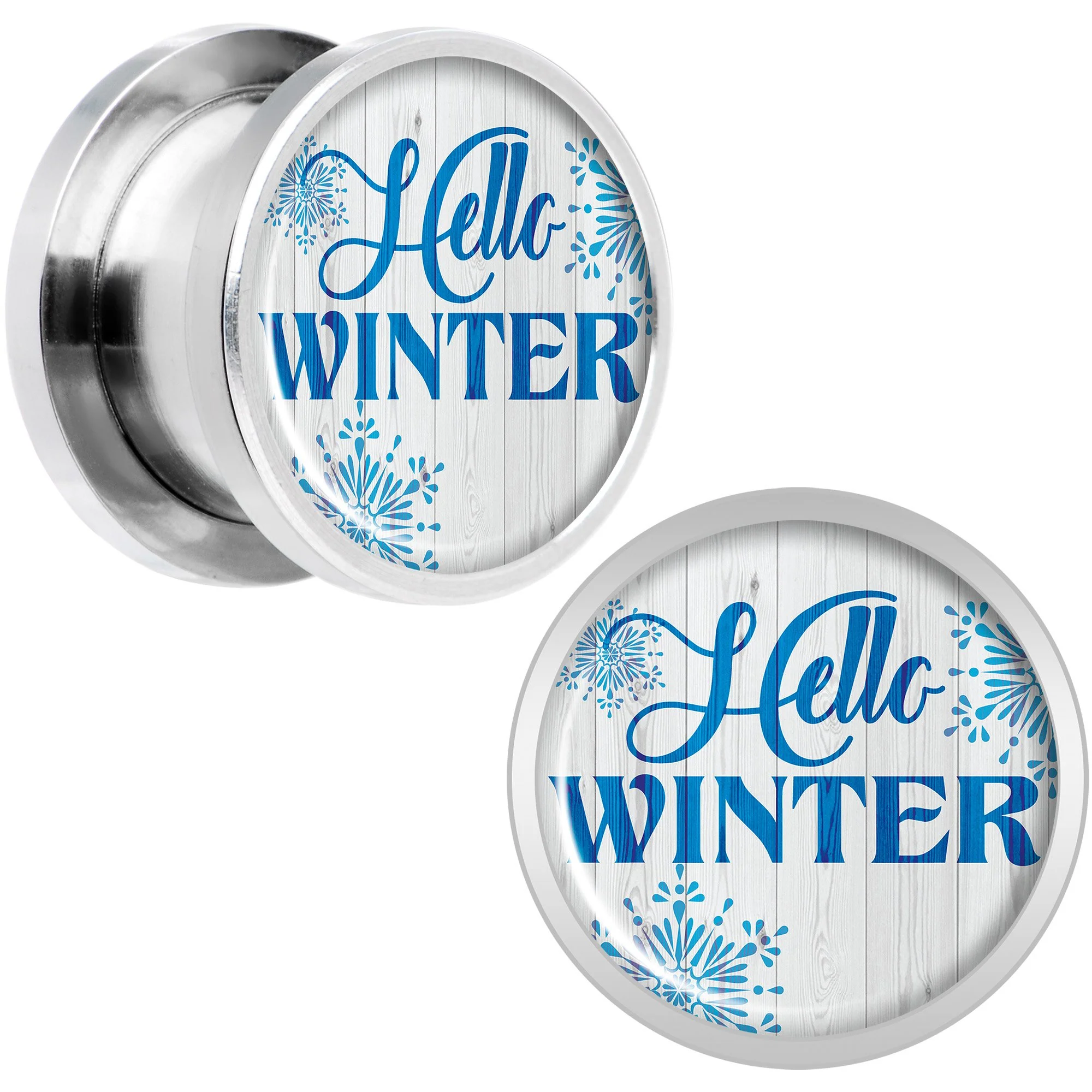 Hello Winter Snowflake Screw Fit Plug Set Sizes 8mm to 20mm - Image 8