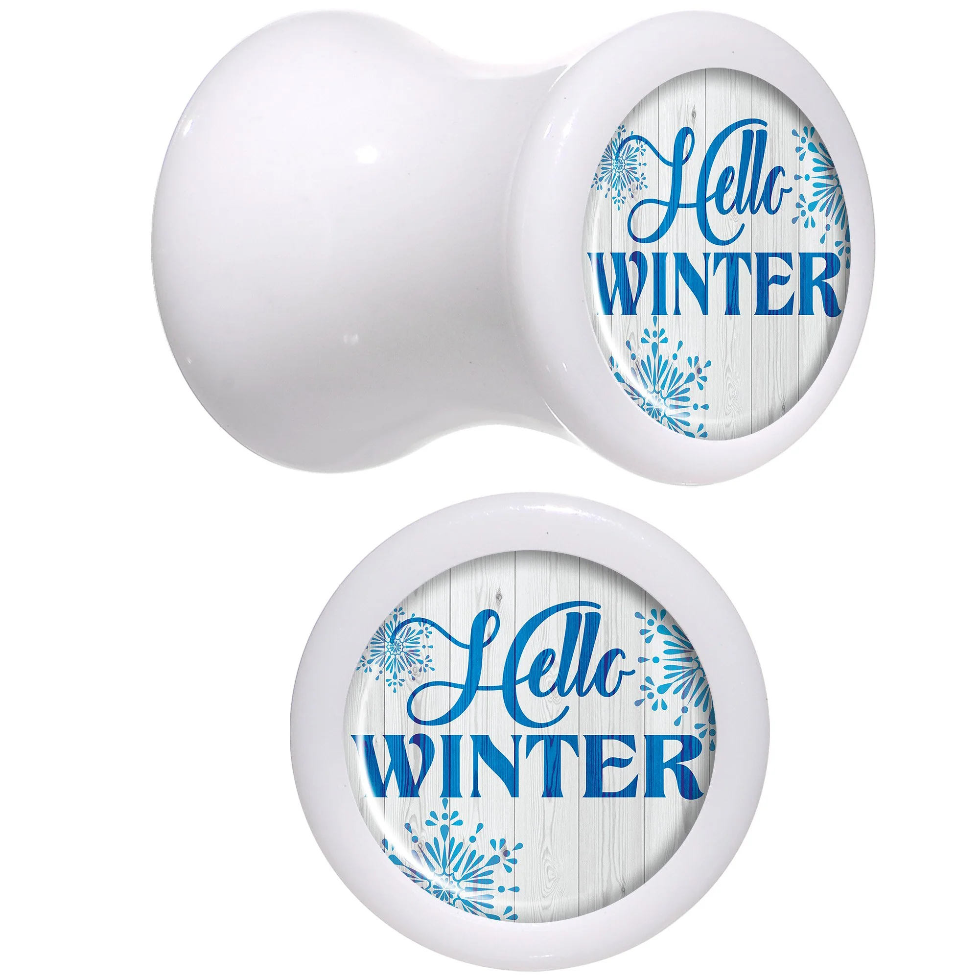 Hello Winter Snowflake White Acrylic Saddle Plug Set Sizes 5mm to 20mm - Image 3