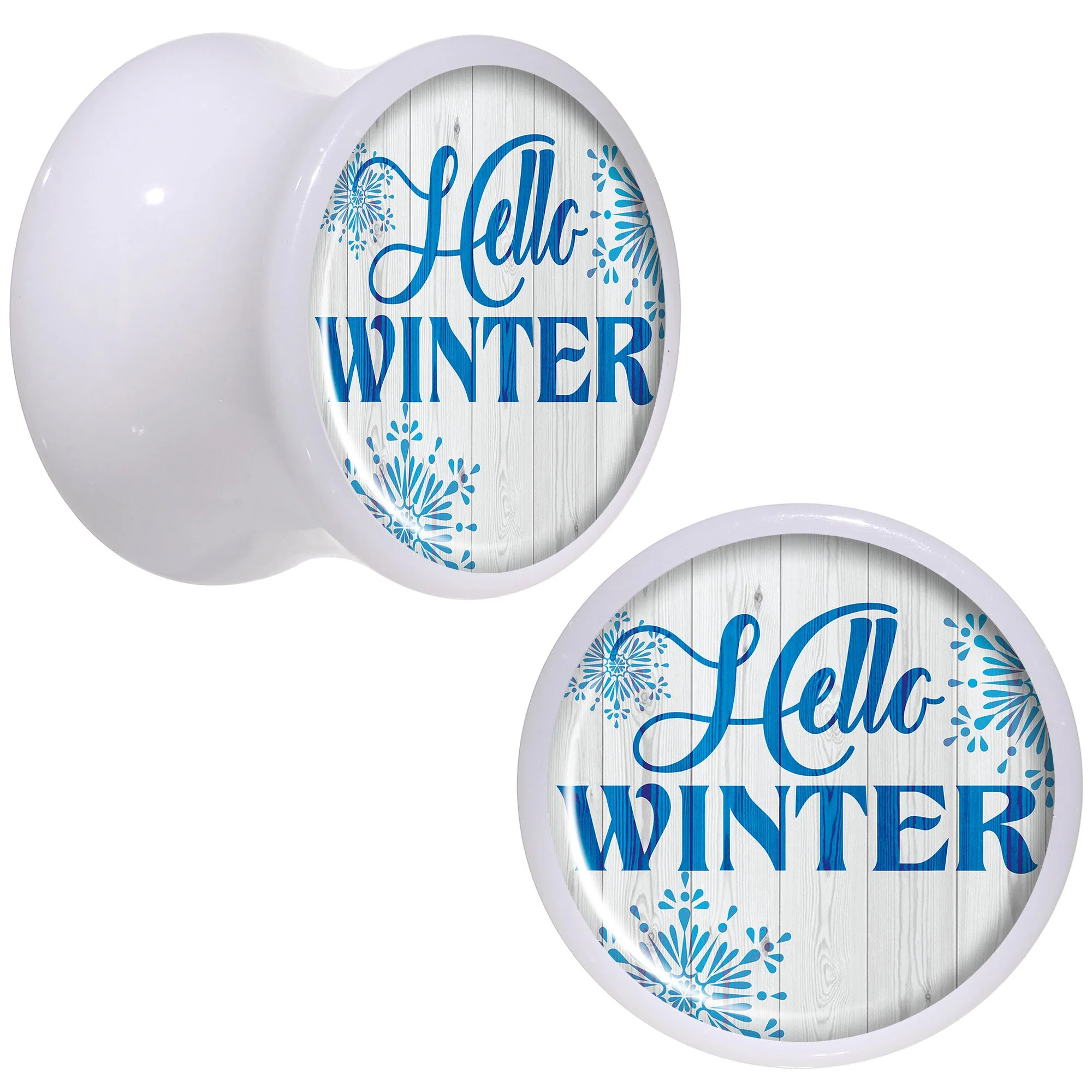 Hello Winter Snowflake White Acrylic Saddle Plug Set Sizes 5mm to 20mm - Image 5