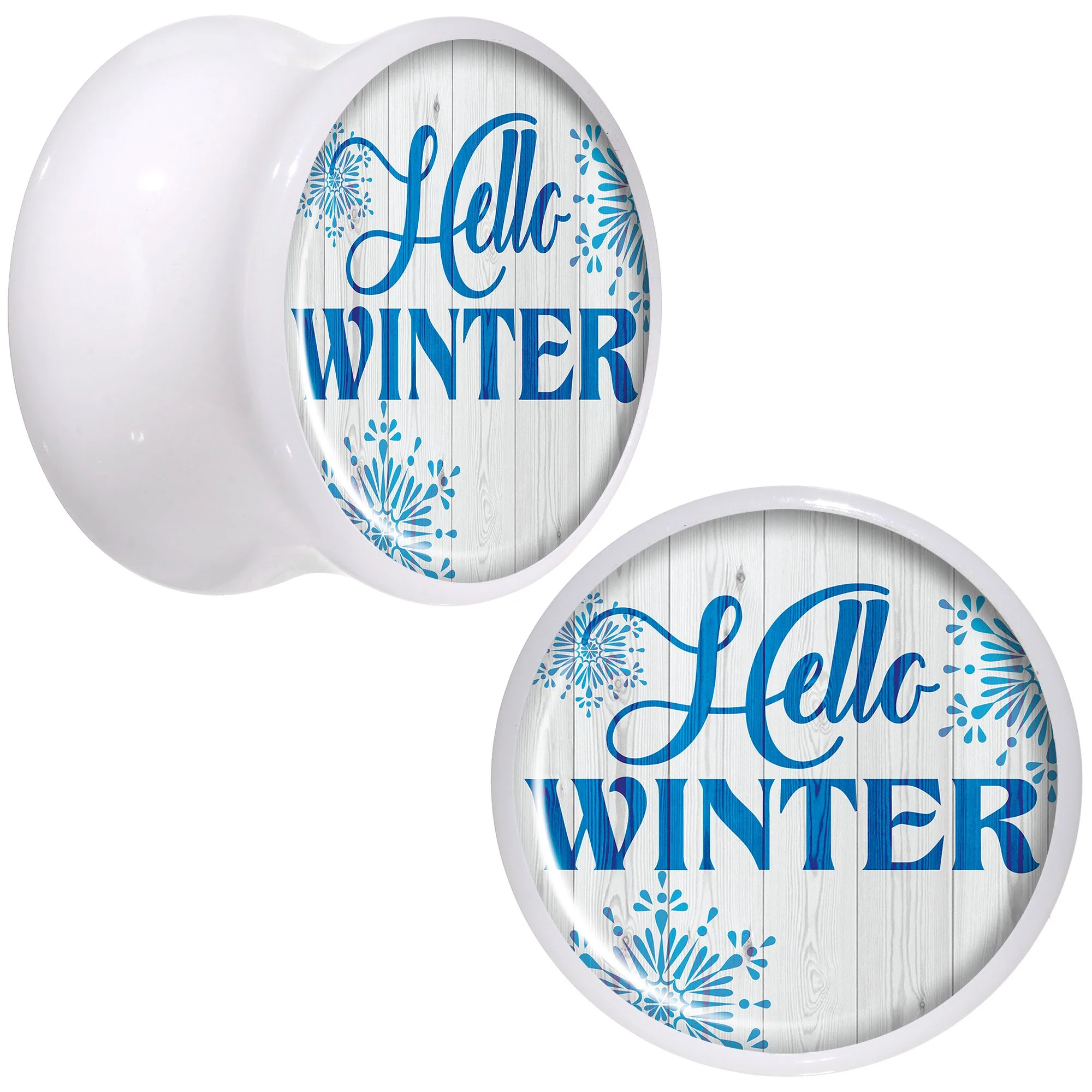 Hello Winter Snowflake White Acrylic Saddle Plug Set Sizes 5mm to 20mm - Image 6