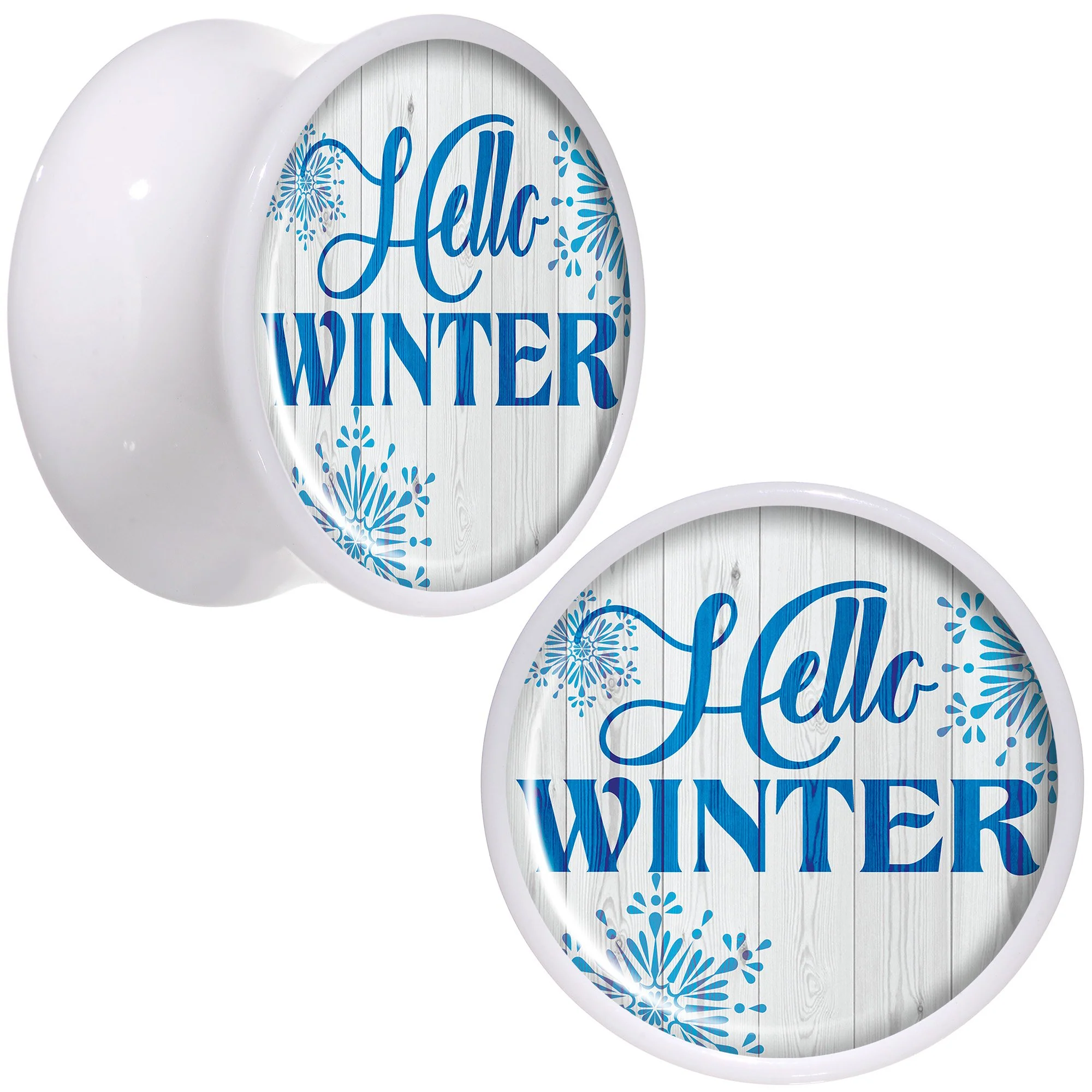 Hello Winter Snowflake White Acrylic Saddle Plug Set Sizes 5mm to 20mm - Image 7
