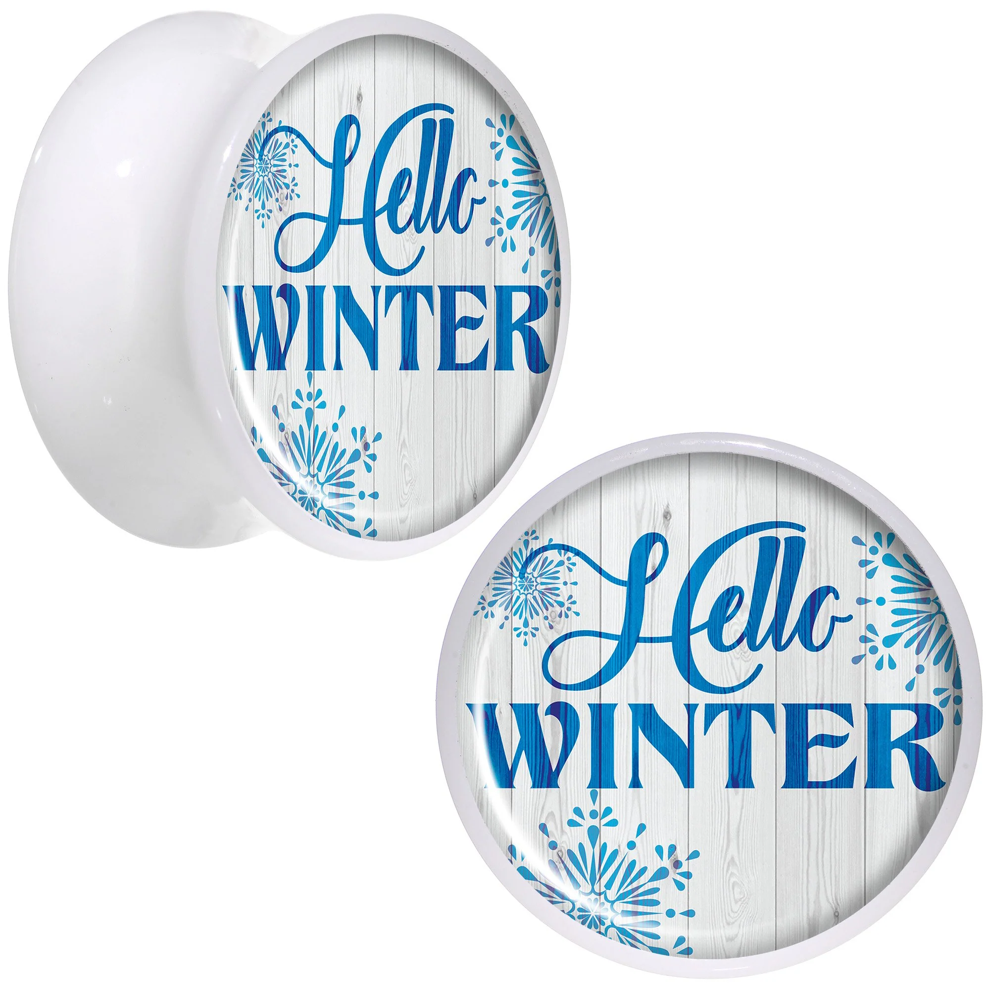 Hello Winter Snowflake White Acrylic Saddle Plug Set Sizes 5mm to 20mm - Image 8