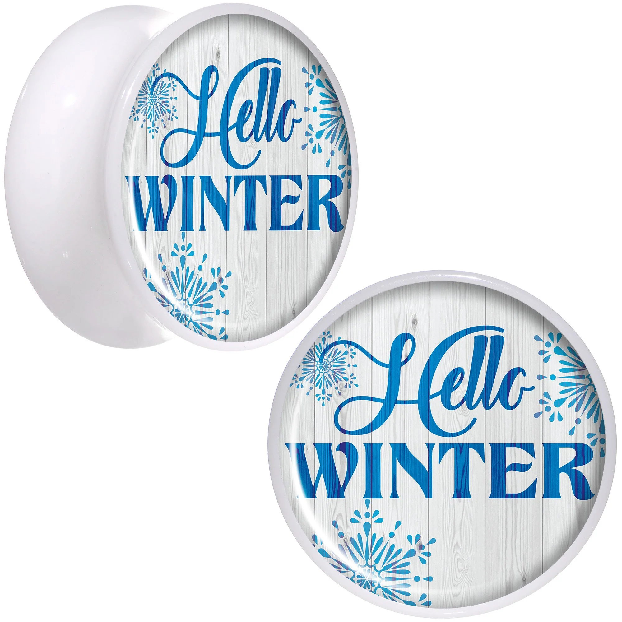 Hello Winter Snowflake White Acrylic Saddle Plug Set Sizes 5mm to 20mm - Image 9