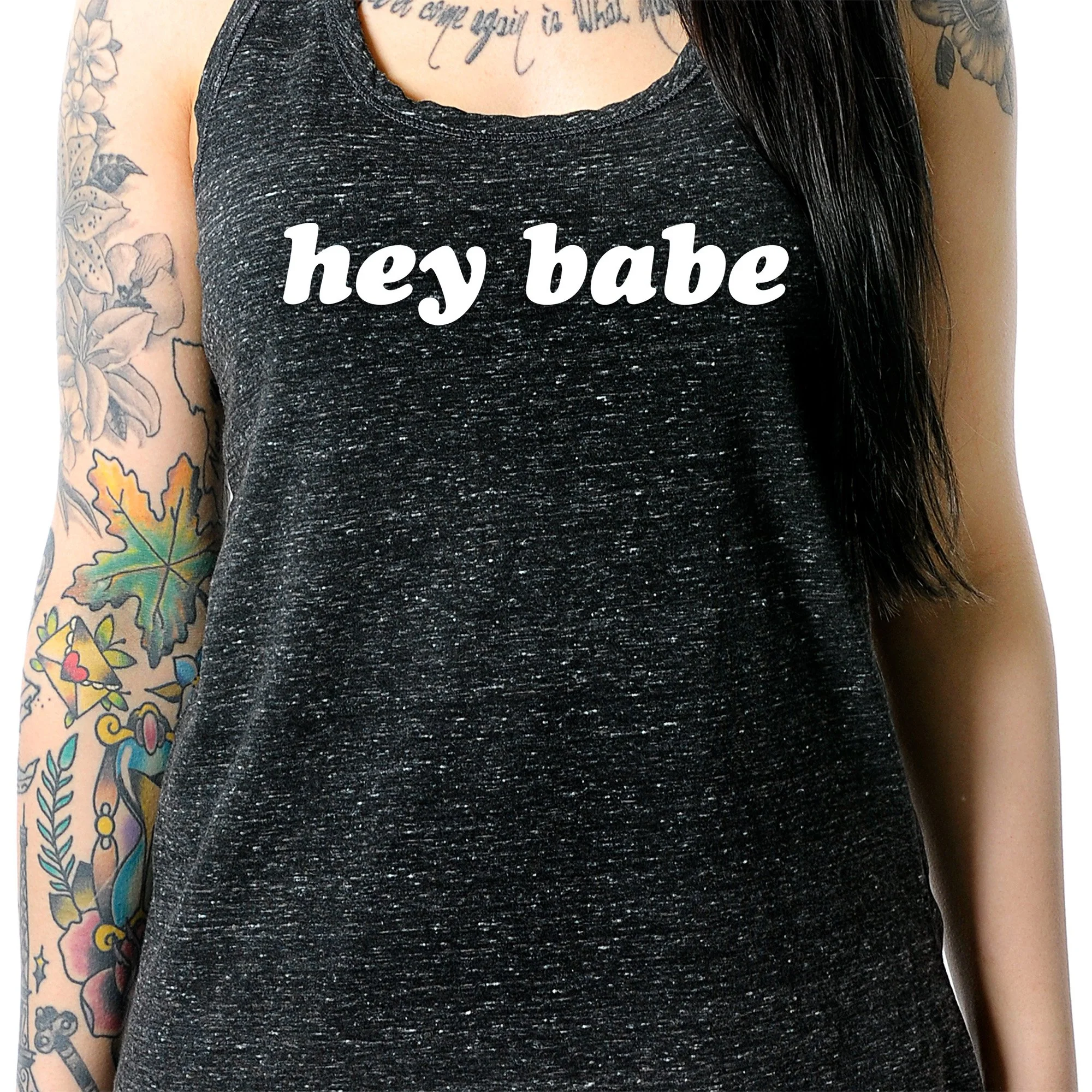 Hey Babe Black Gray Cosmic Twist Back Tank Top - Image 3