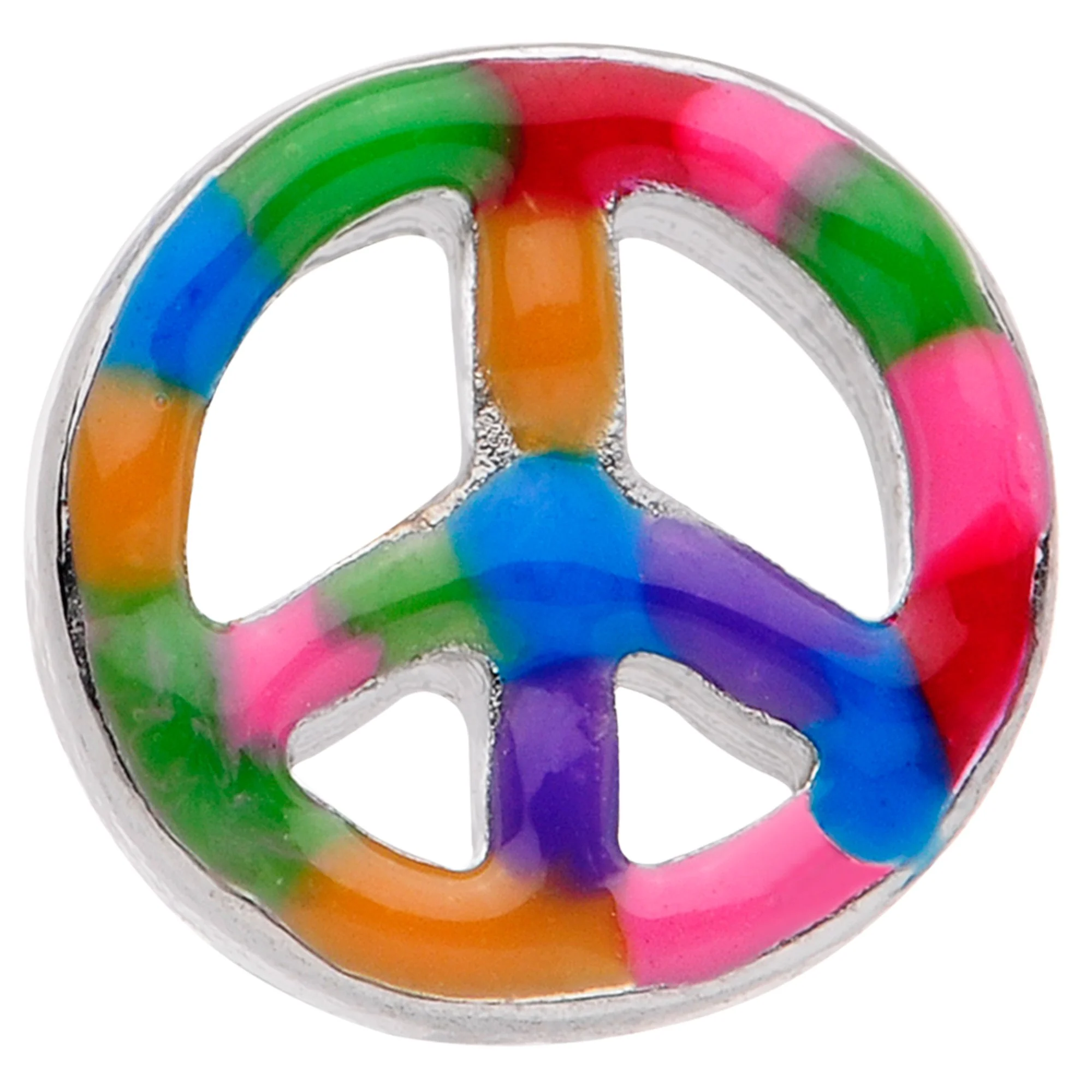 Hippie Rainbow Peace Sign Barbell Tongue Ring - Image 2