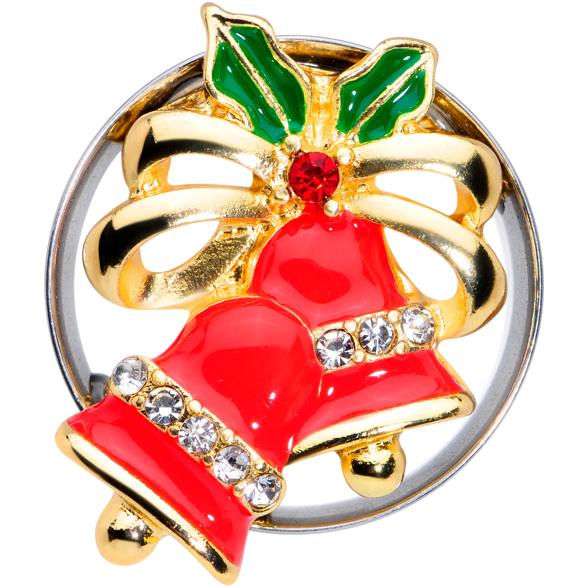 Clear Gem Holiday Bells Christmas Double Flare Plug Set - Image 4