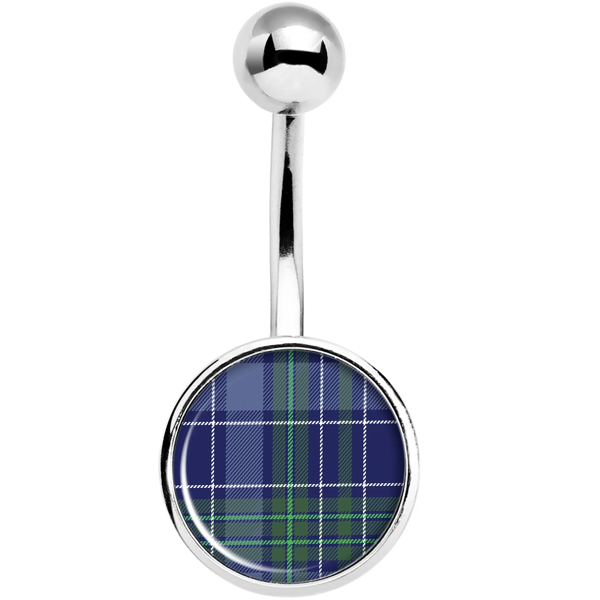 Holiday Blue Green Plaid Belly Ring - Image 2