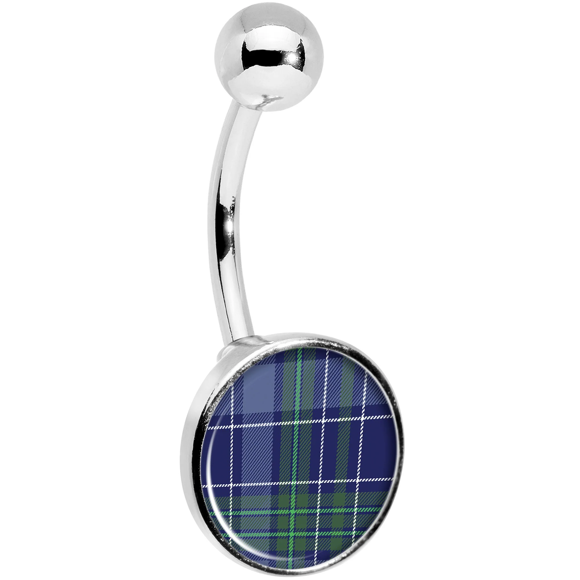 Holiday Blue Green Plaid Belly Ring - Image 3