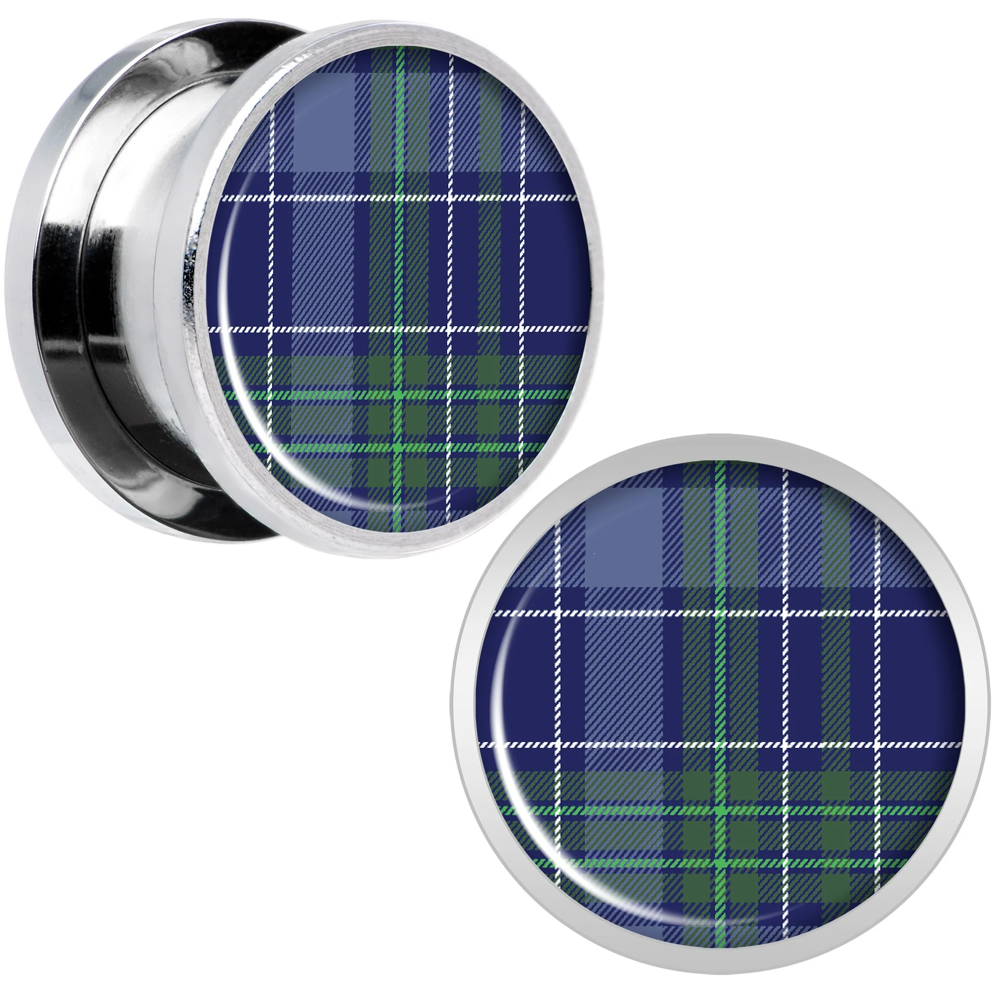 Holiday Blue Green Plaid Screw Fit Plug Set Sizes 5mm to 20mm - Image 6
