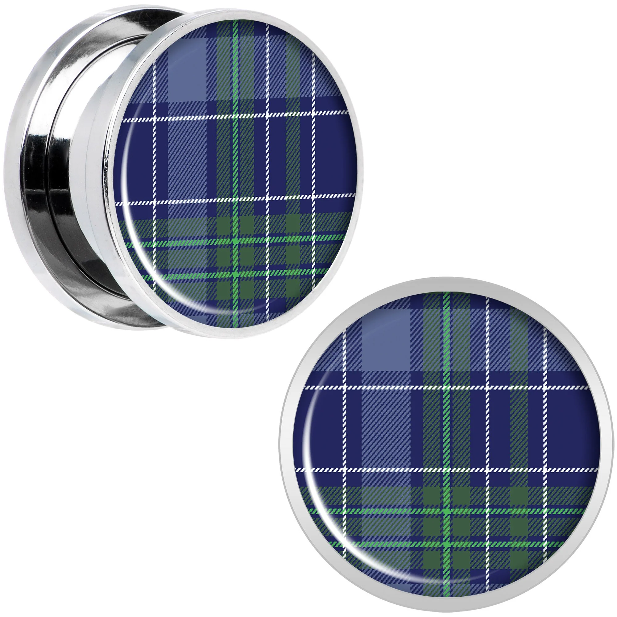 Holiday Blue Green Plaid Screw Fit Plug Set Sizes 5mm to 20mm - Image 7