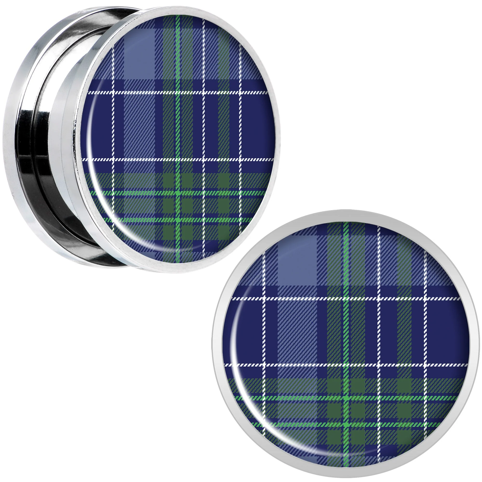 Holiday Blue Green Plaid Screw Fit Plug Set Sizes 5mm to 20mm - Image 8