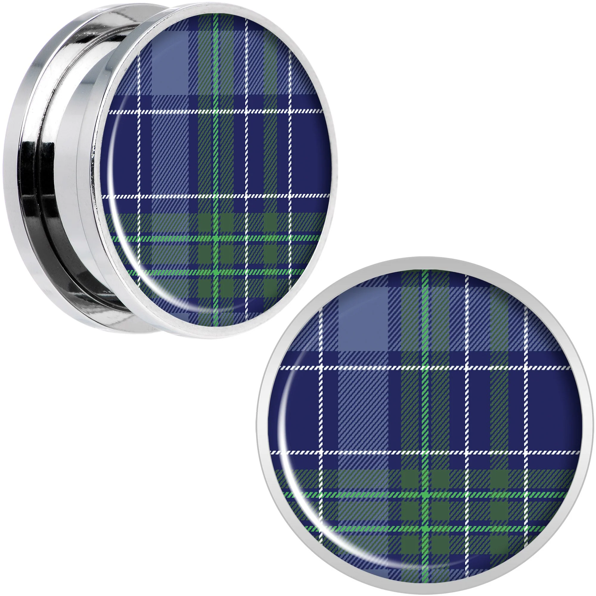 Holiday Blue Green Plaid Screw Fit Plug Set Sizes 5mm to 20mm - Image 9