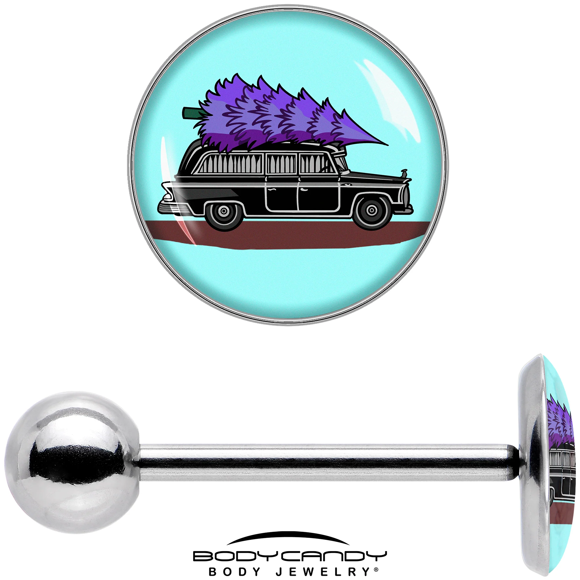 Holiday Christmas Hearse Barbell Tongue Ring by Onyx O - Image 6