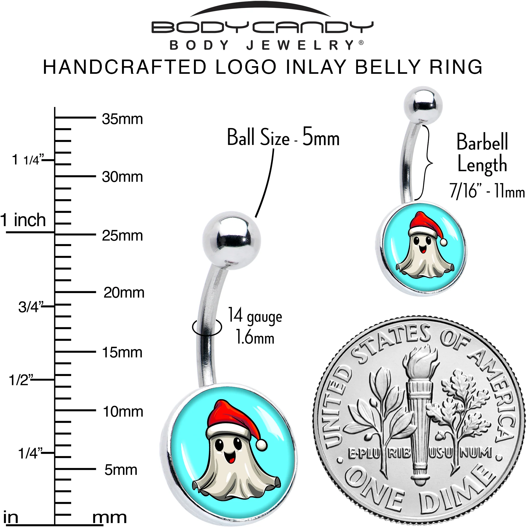 Holiday Christmas Spirit Ghost Belly Ring by Onyx O - Image 5
