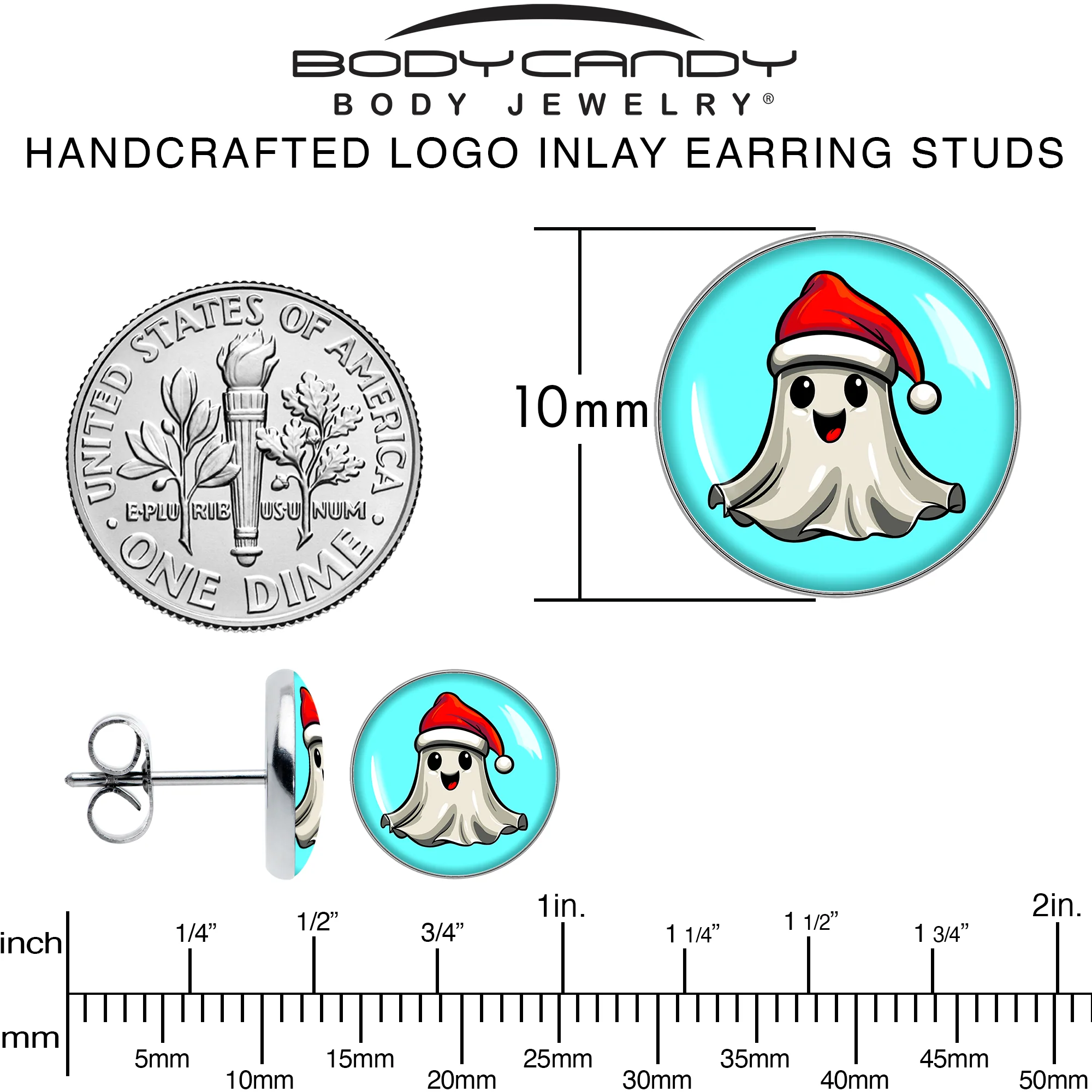 Holiday Christmas Spirit Ghost Stud Earrings by Onyx O - Image 5