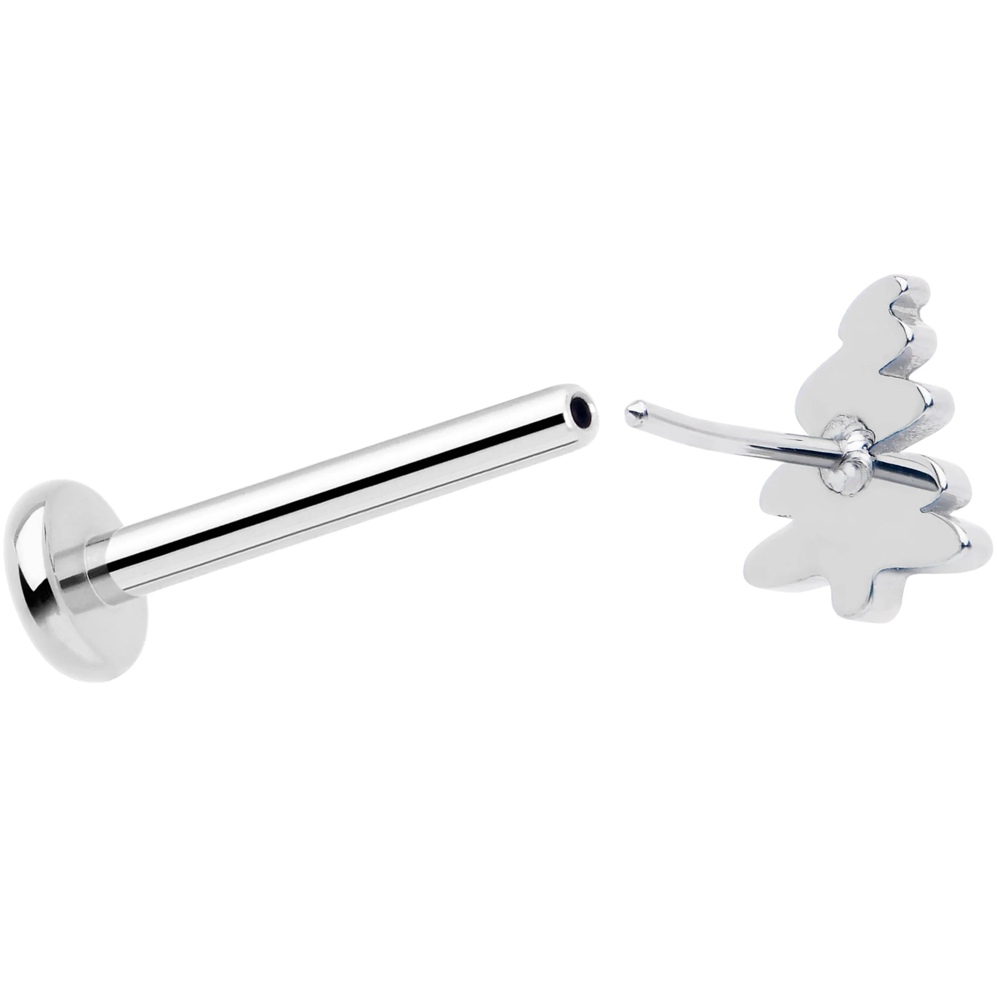 Holiday Christmas Tree 18G Titanium Threadless Push In Nose Ring Stud - Image 2