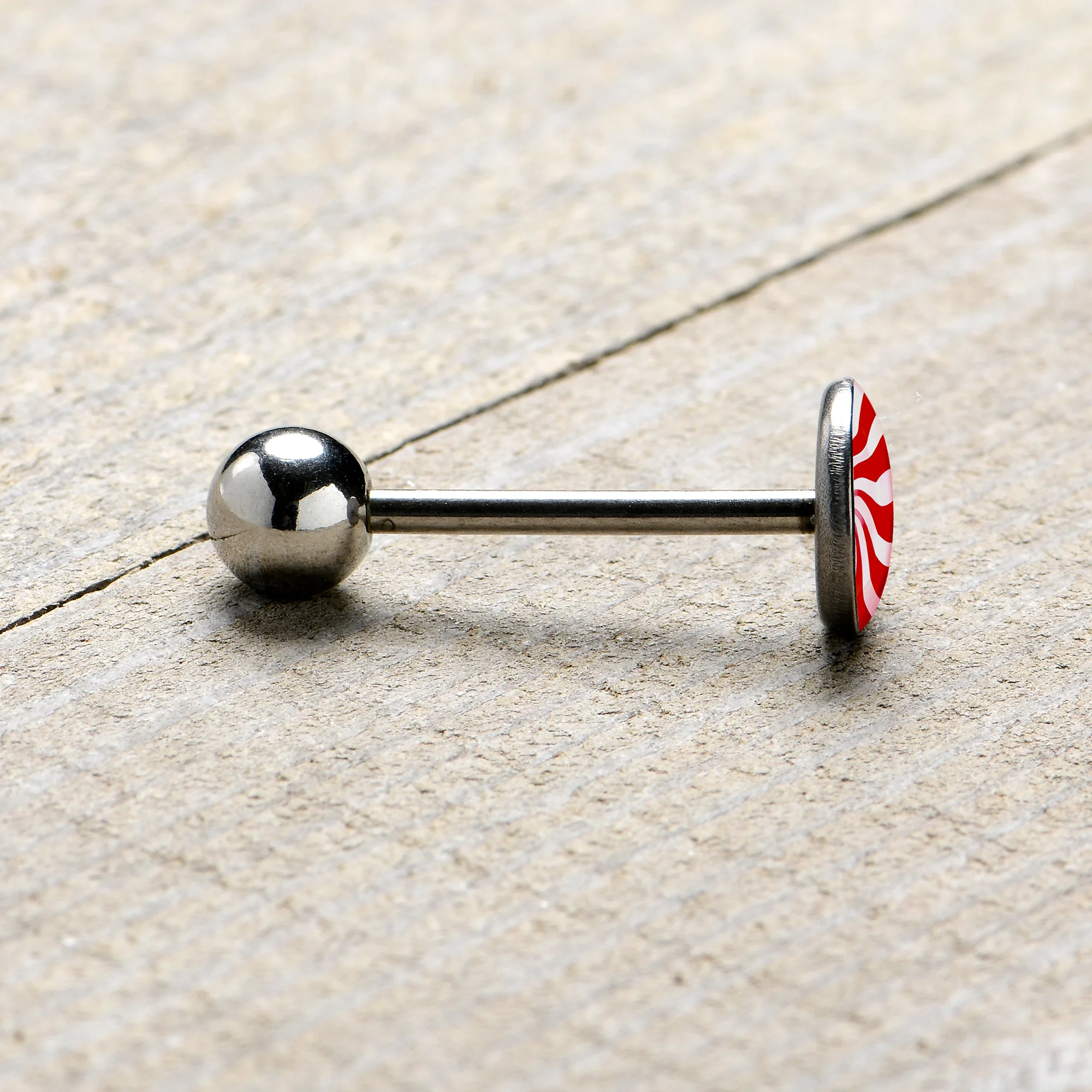 Holiday Peppermint Candy Barbell Tongue Ring - Image 7