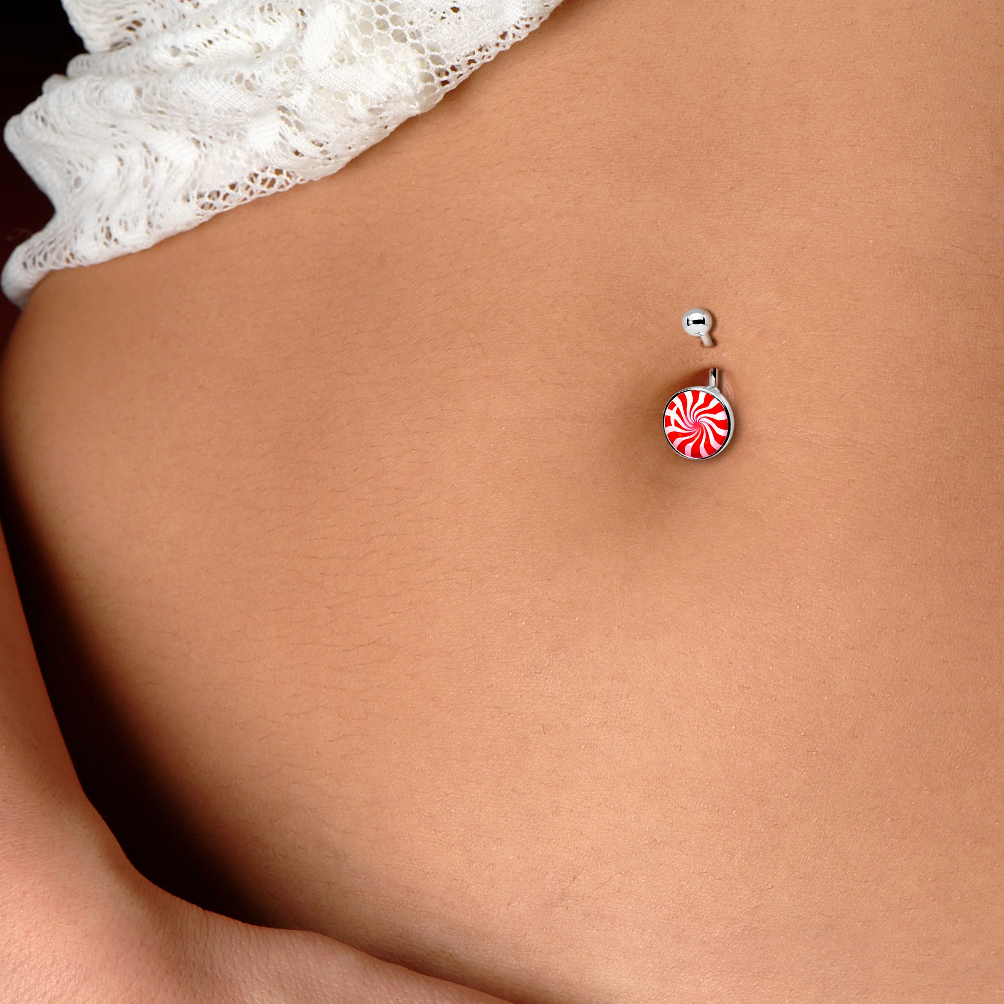 Holiday Peppermint Candy Belly Ring - Image 2