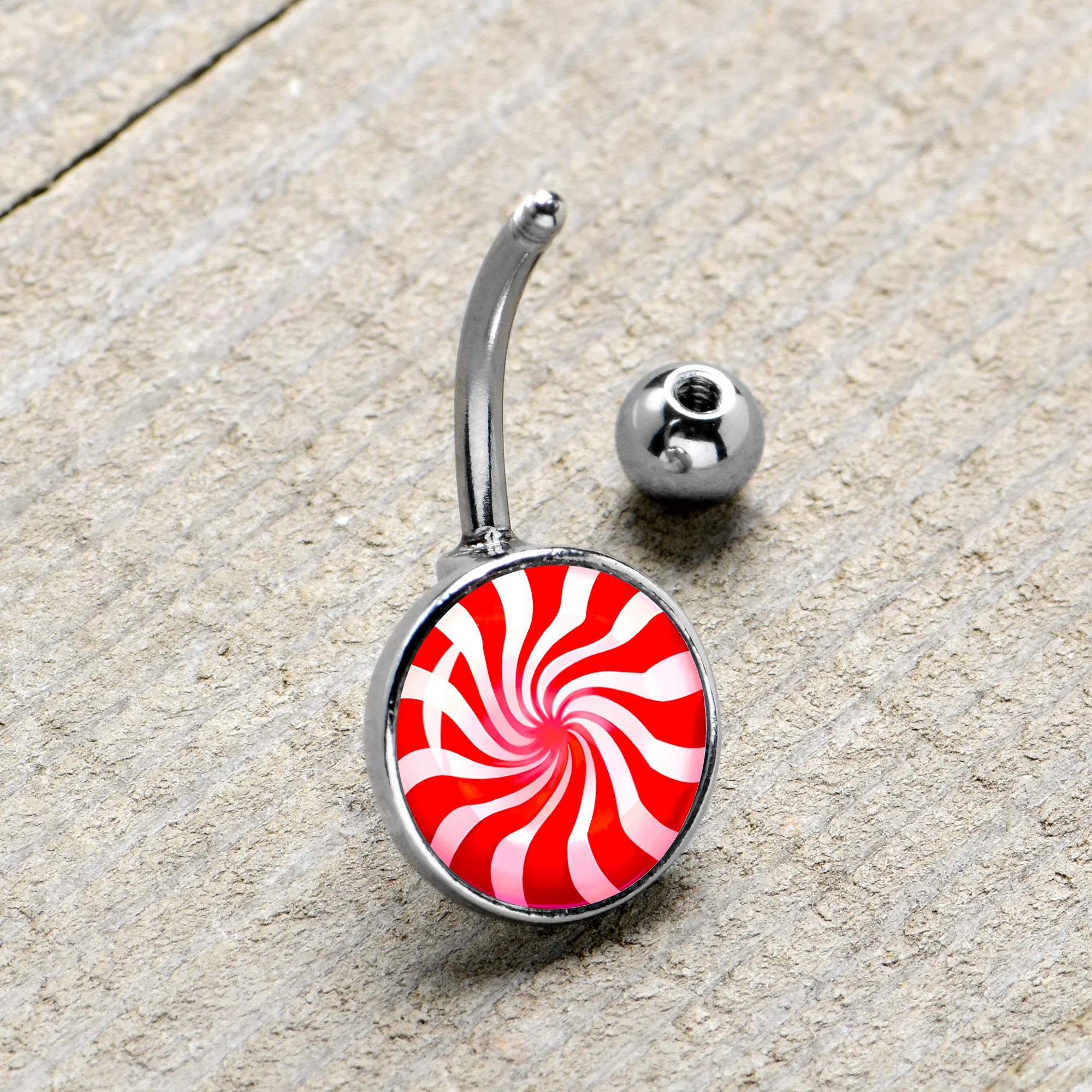 Holiday Peppermint Candy Belly Ring - Image 3
