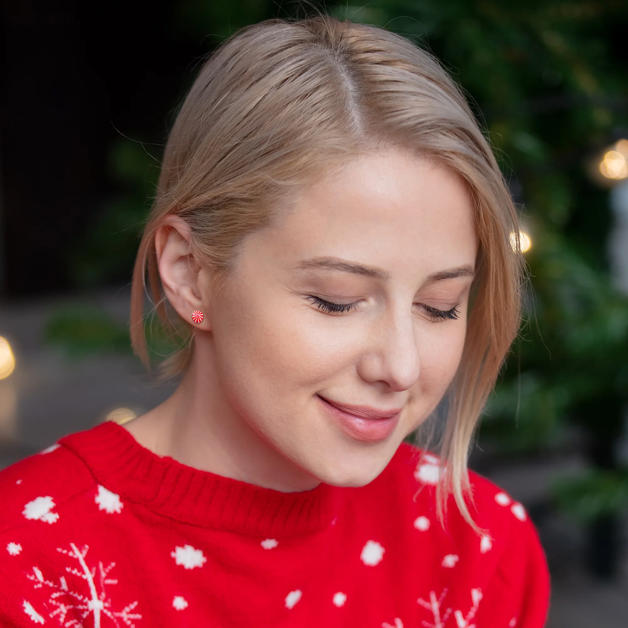 Holiday Peppermint Candy Stud Earrings - Image 4