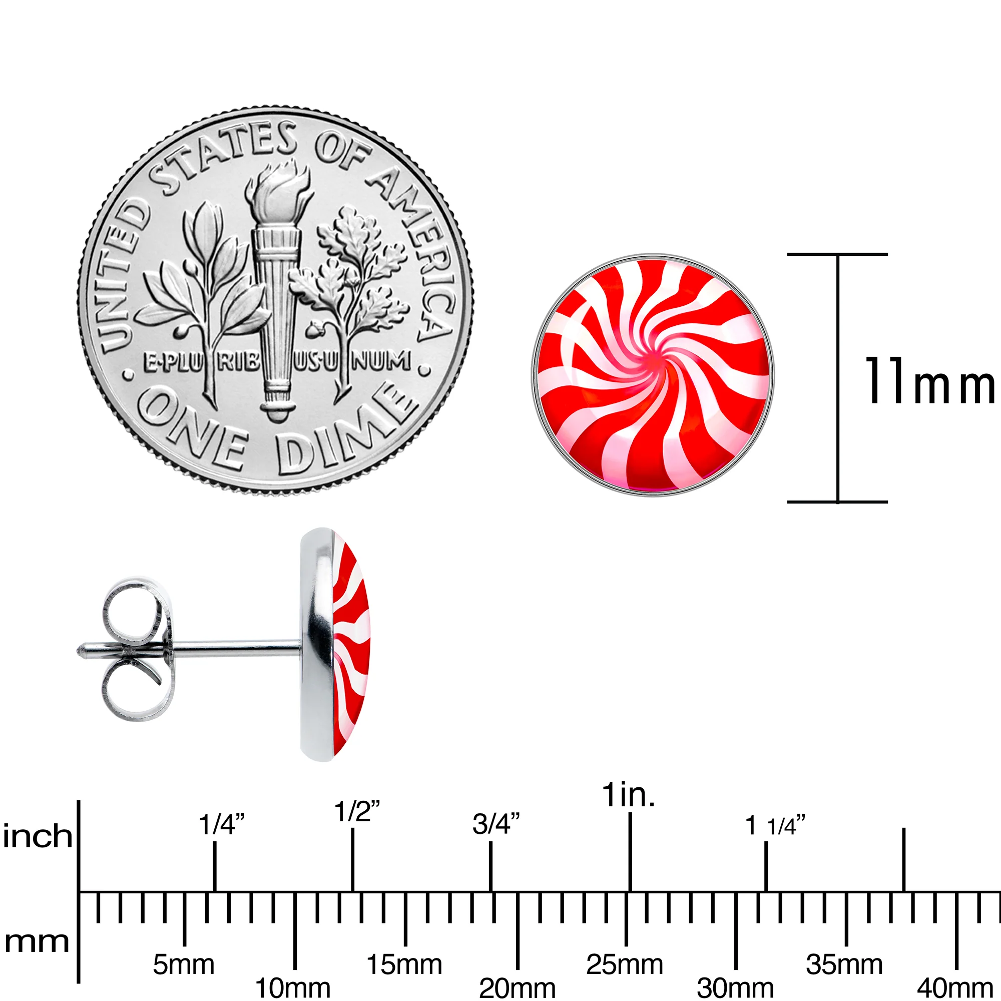 Holiday Peppermint Candy Stud Earrings - Image 6