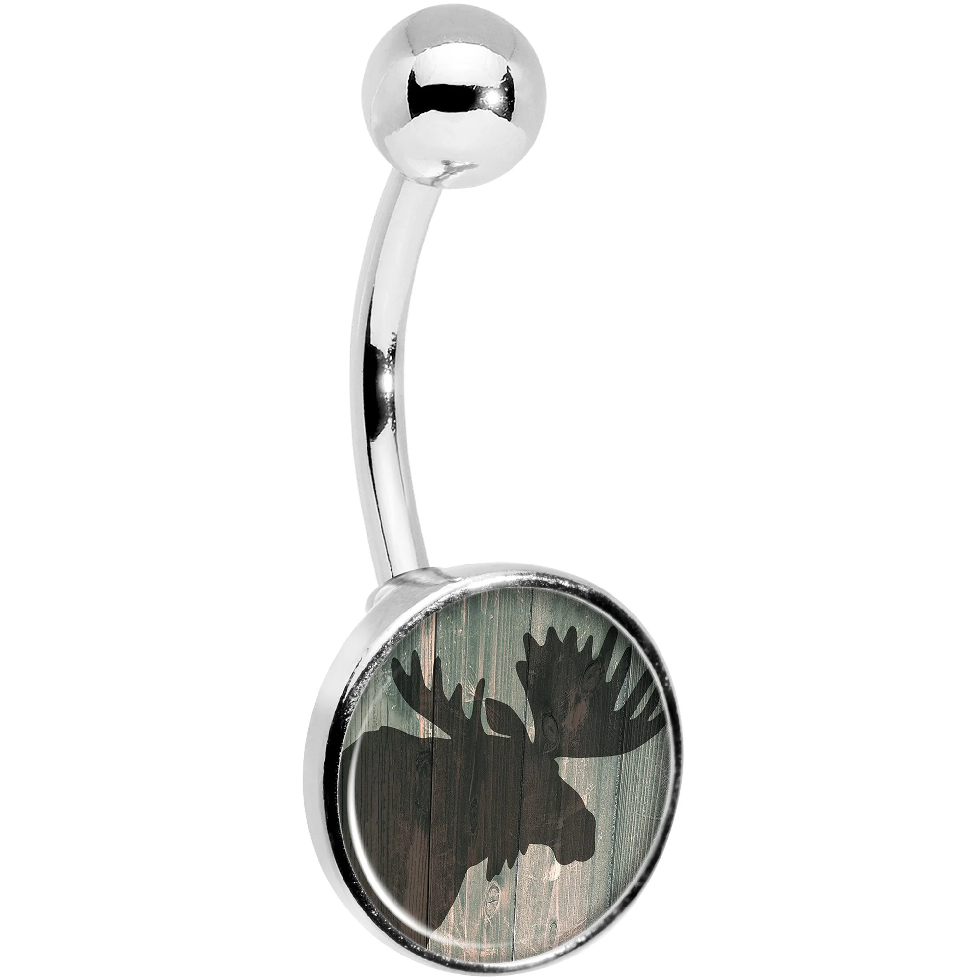 Holiday Rustic Wood Moose Belly Ring - Image 3