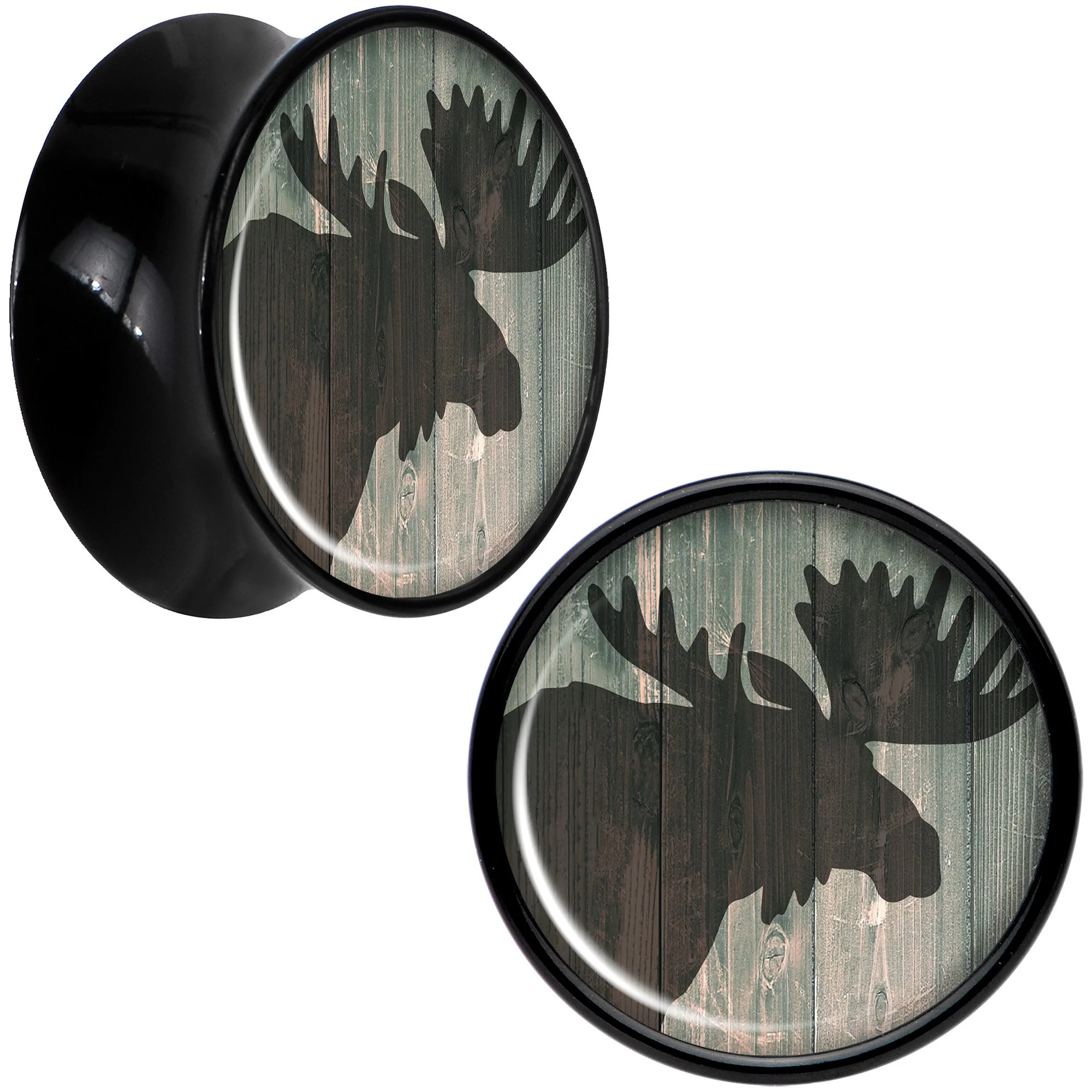 Holiday Rustic Wood Moose Black Acrylic Saddle Plug Set Sizes 5mm to 20mm - Image 6