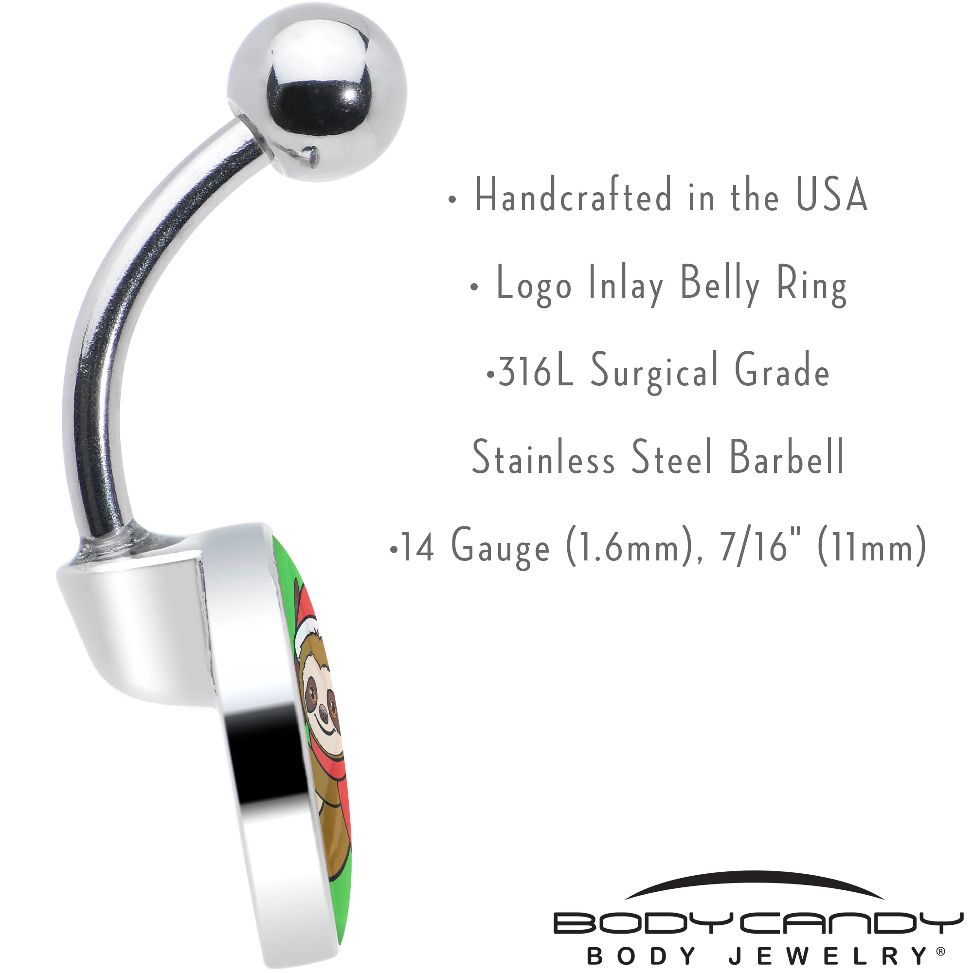 Holiday Santa Sloth Belly Ring by Onyx O - Image 7