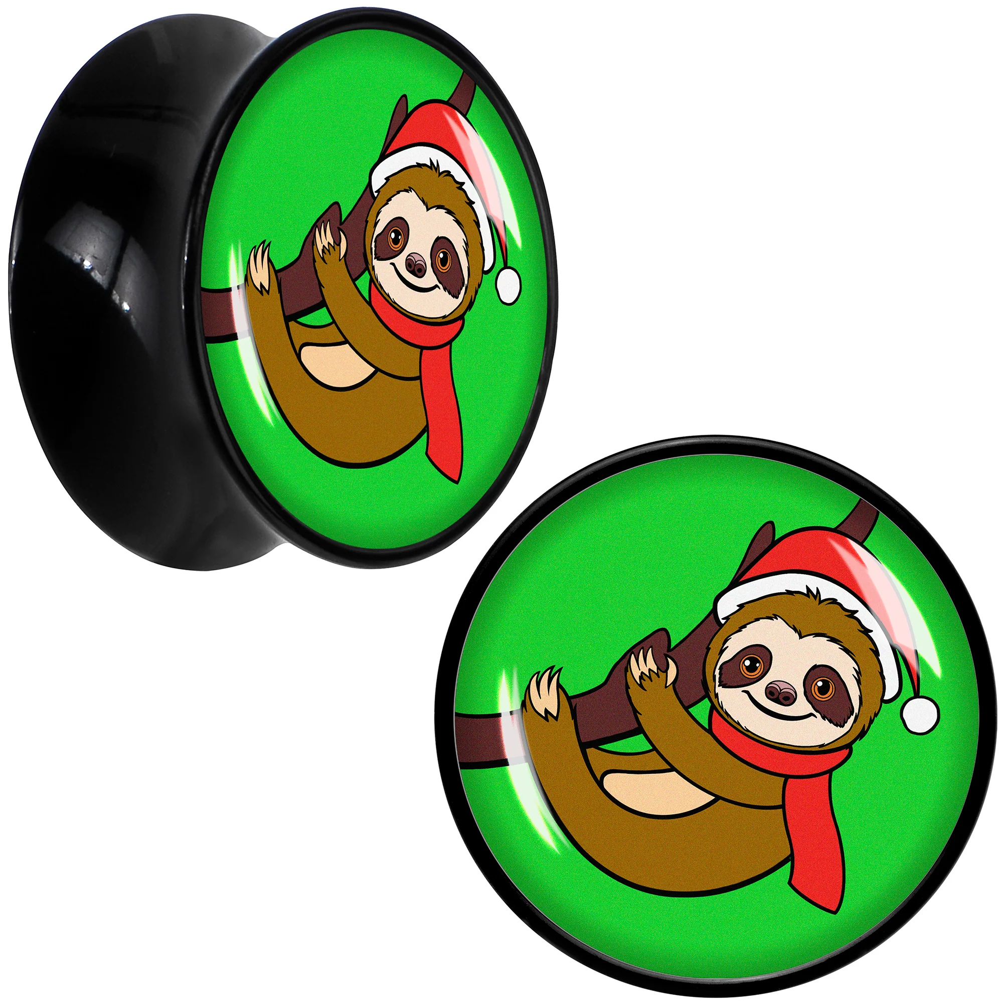 Holiday Santa Sloth Black Acrylic Saddle Plug Set by Onyx O - Image 10