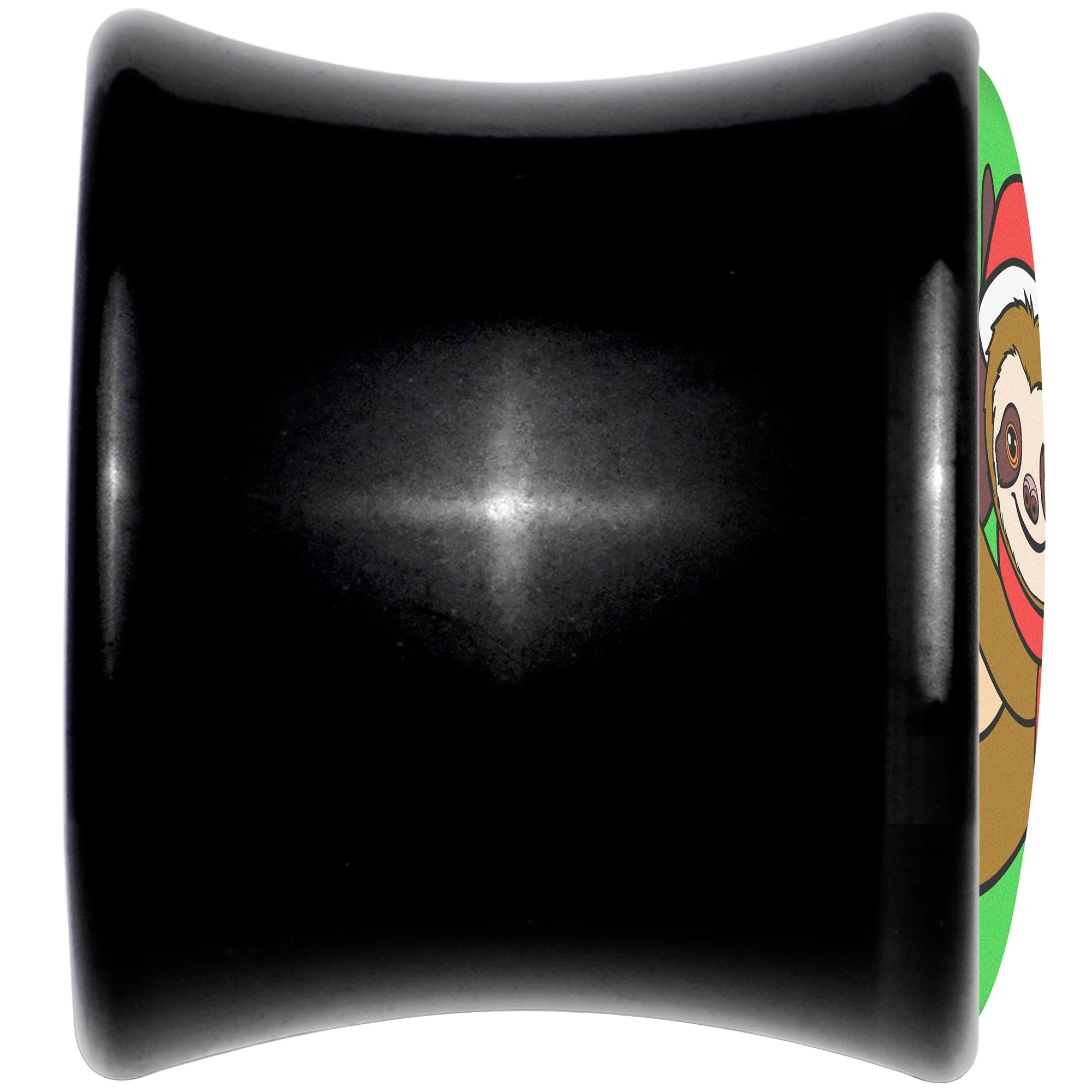 Holiday Santa Sloth Black Acrylic Saddle Plug Set by Onyx O - Image 2